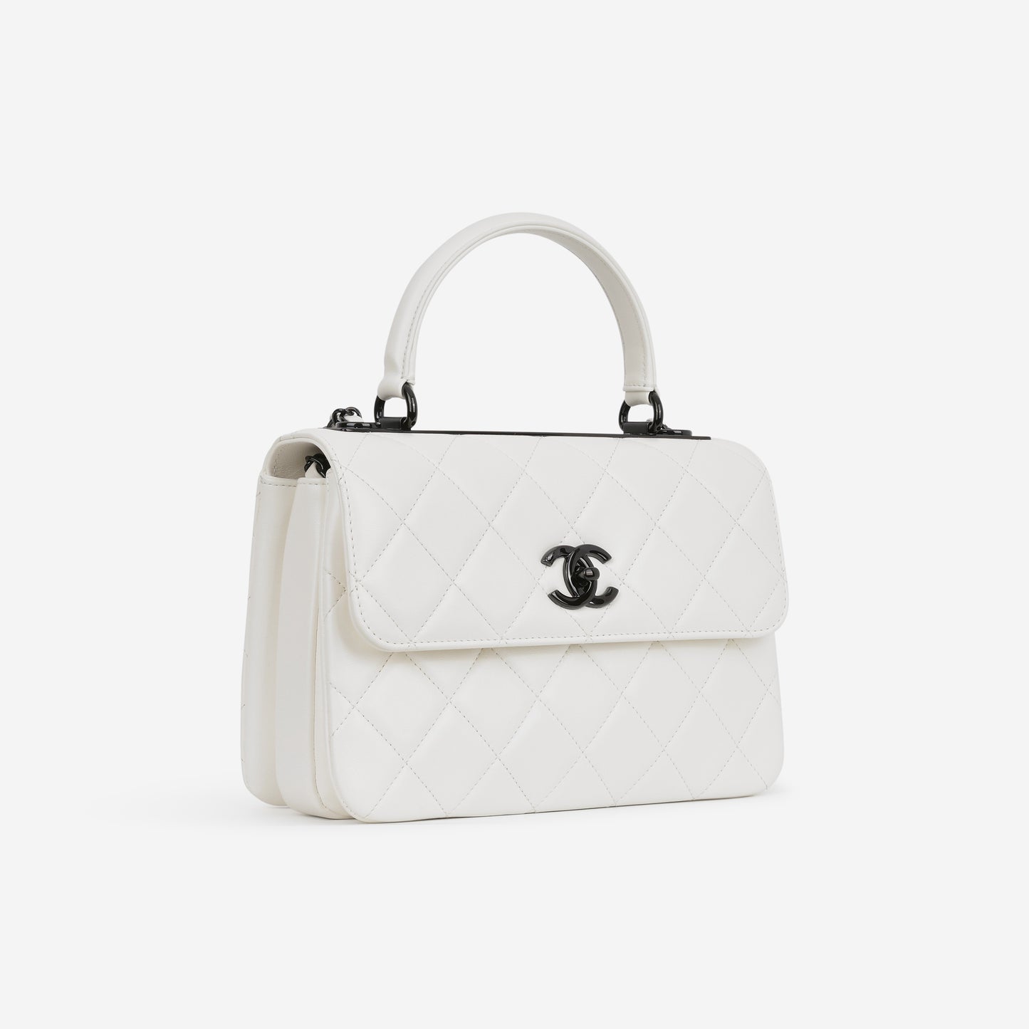Chanel Small Trendy CC Flap Bag - White Lambskin | So Black Hardware
