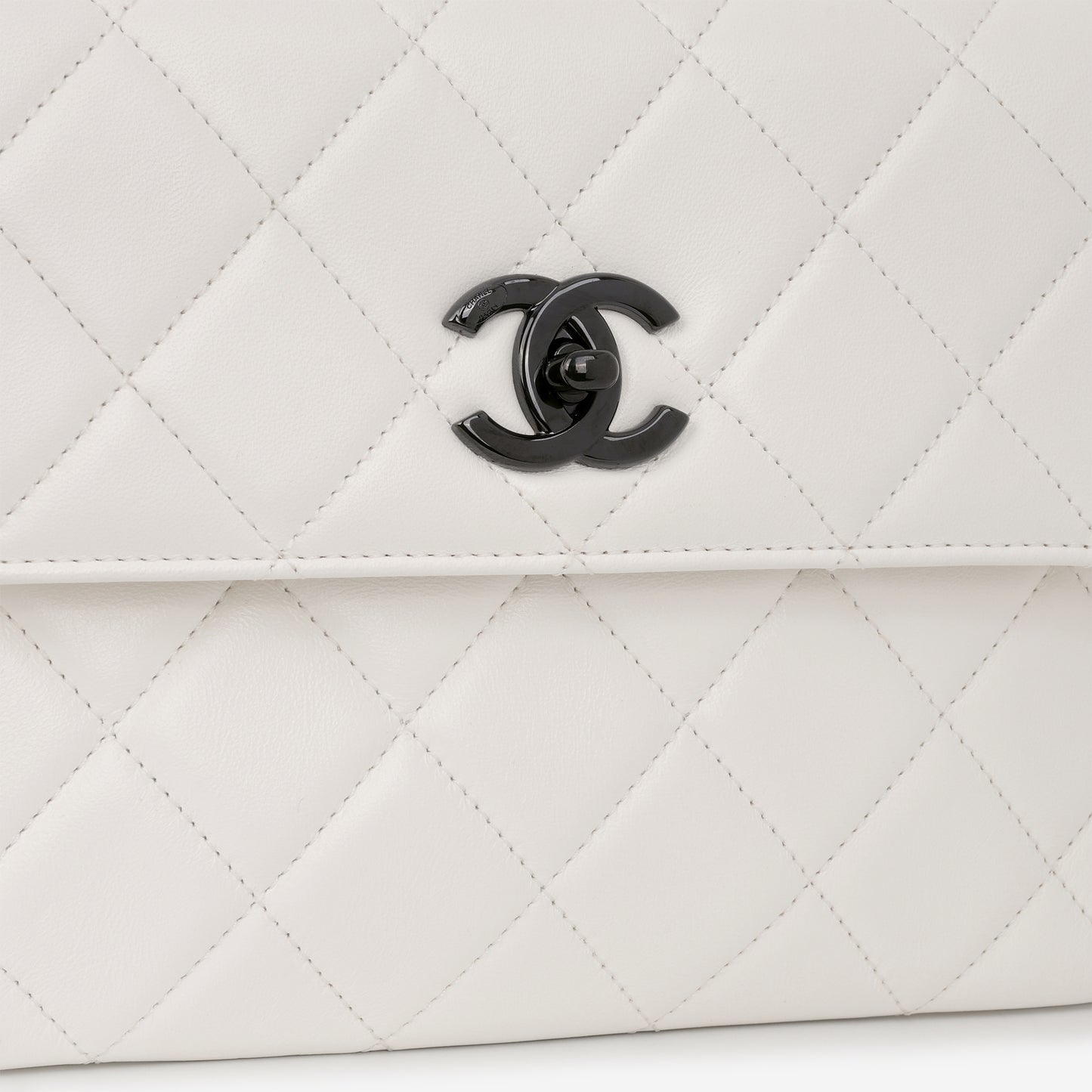 Chanel Small Trendy CC Flap Bag - White Lambskin | So Black Hardware