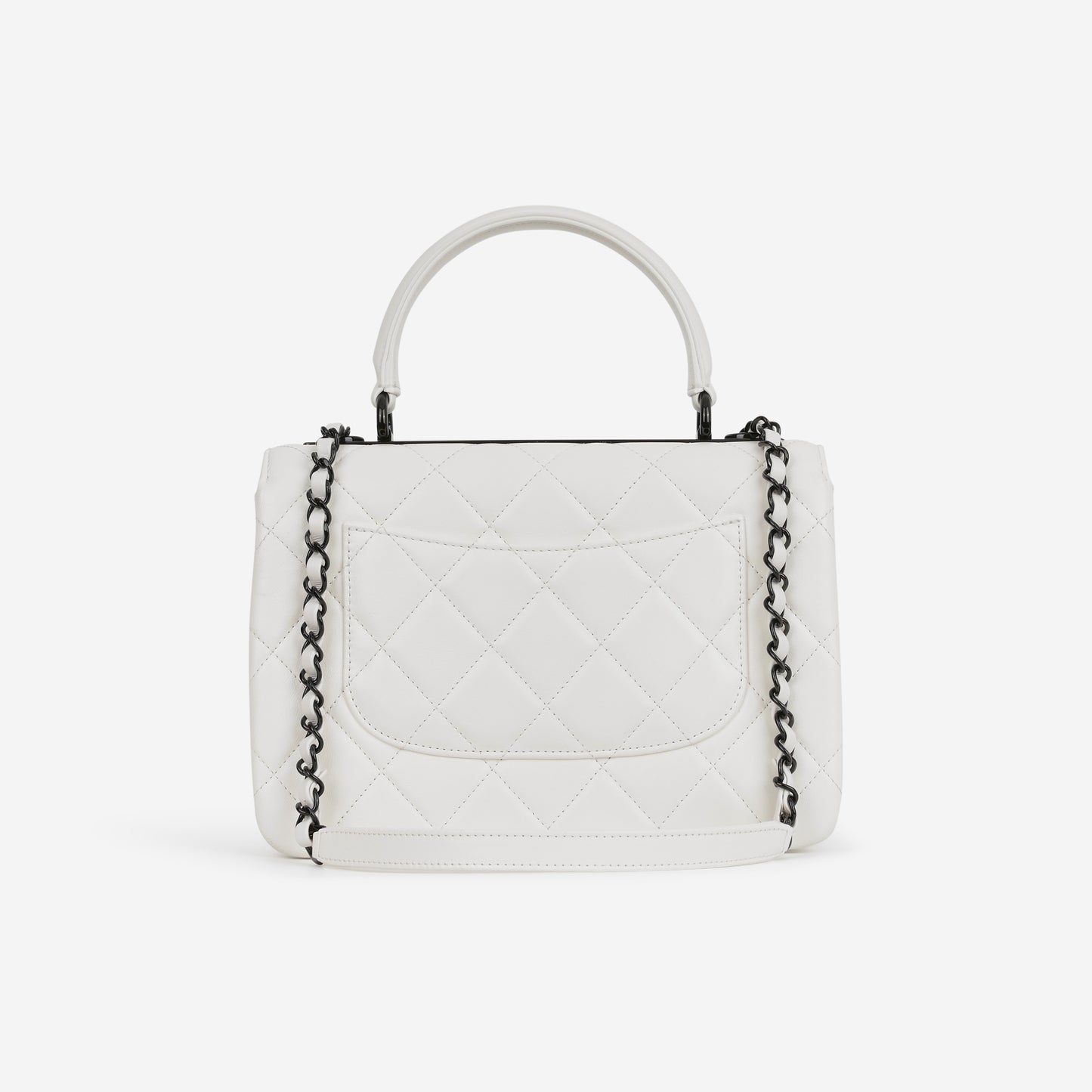 Chanel Small Trendy CC Flap Bag - White Lambskin | So Black Hardware