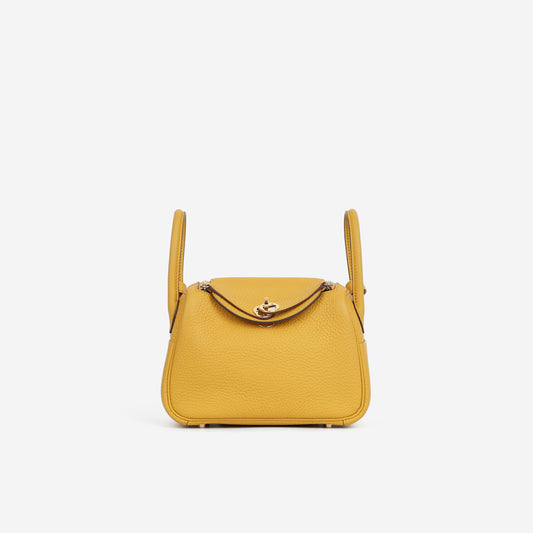 Hermès Mini Lindy - Jaune Ambre Clemence | Gold Hardware