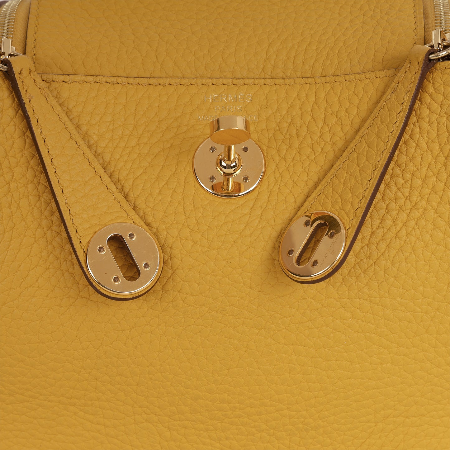 Hermès Mini Lindy - Jaune Ambre Clemence | Gold Hardware