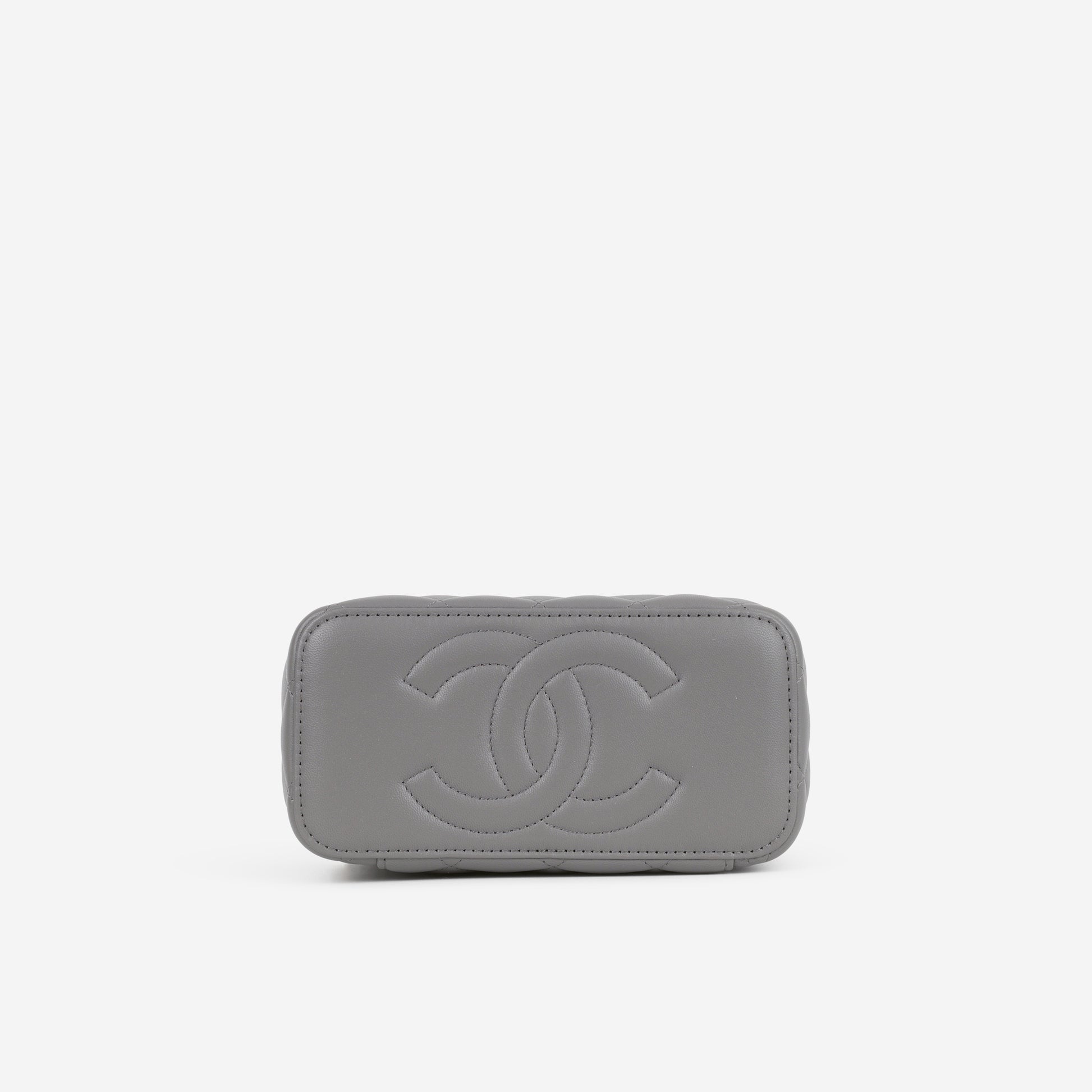 Chanel Top Handle Vanity - Grey Lambskin | Champagne Gold Hardware - Bagista