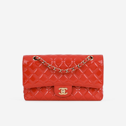 Chanel Medium Classic Flap - Red Patent | Champagne Gold Hardware