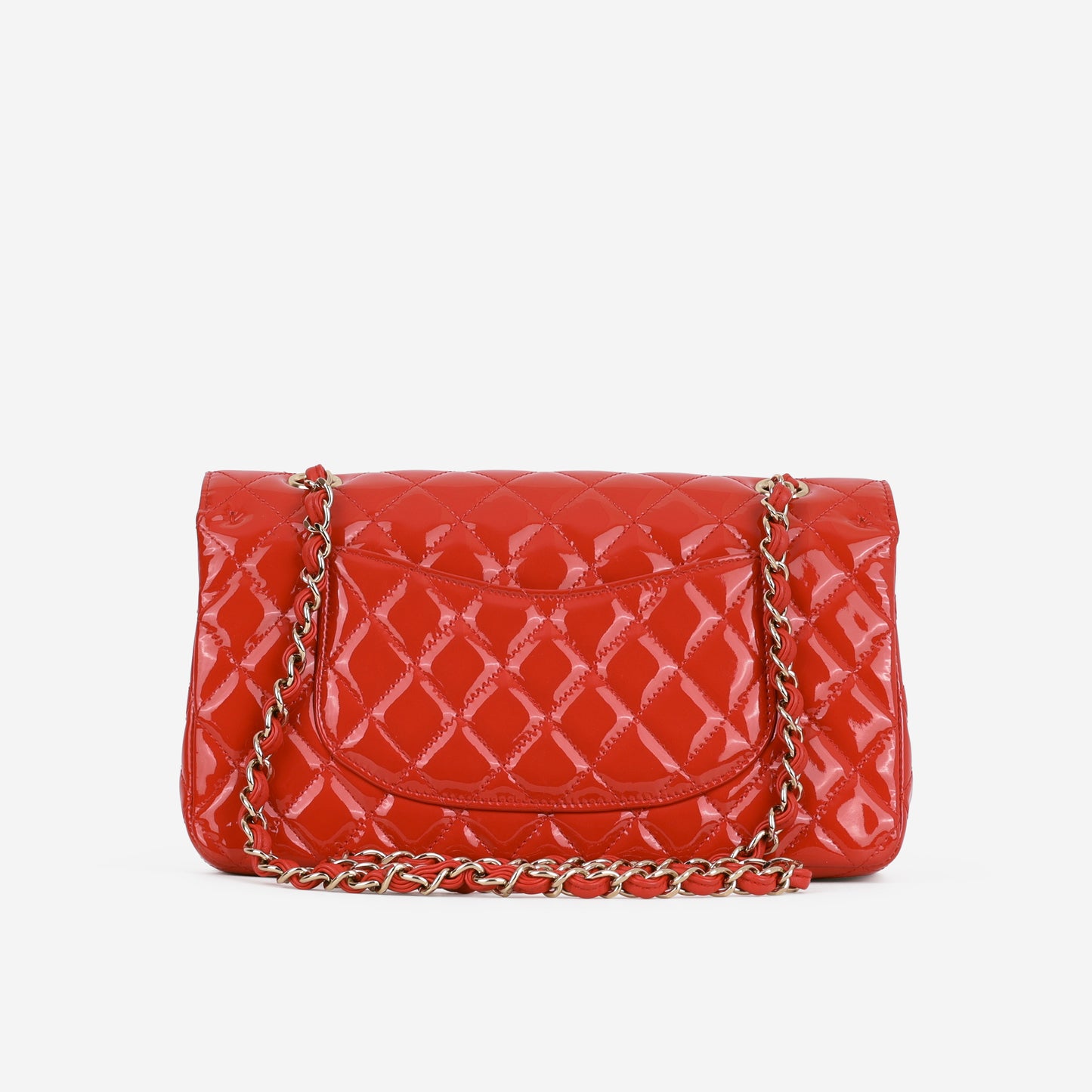 Chanel Medium Classic Flap - Red Patent | Champagne Gold Hardware