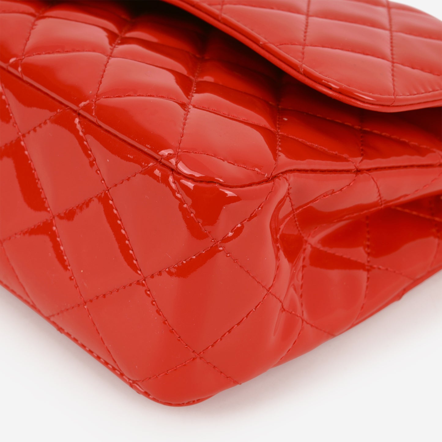Chanel Medium Classic Flap - Red Patent | Champagne Gold Hardware