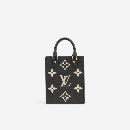 Louis Vuitton Petit Sac Plat - Black / Beige Empreinte | Gold Hardware