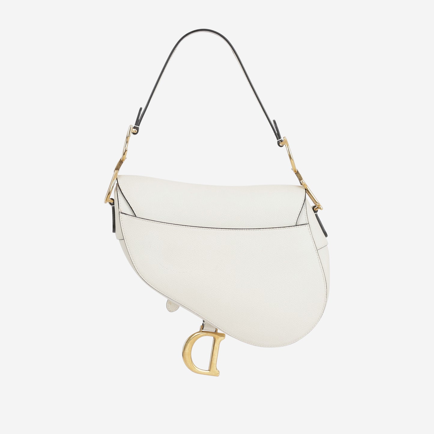 Dior Medium Saddle - White Grained Calfskin | Gold Hardware - Bagista