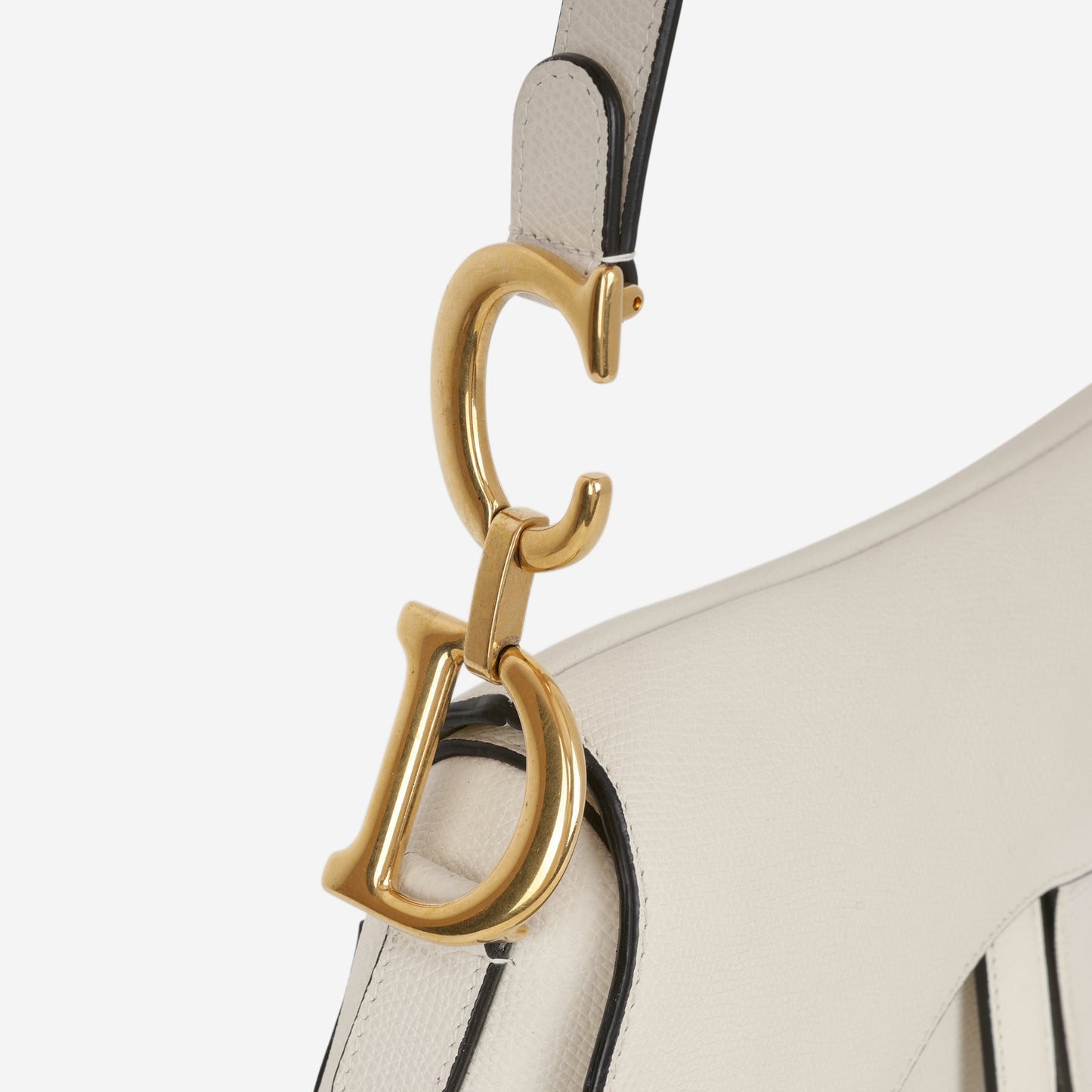 Dior Medium Saddle - White Grained Calfskin | Gold Hardware - Bagista