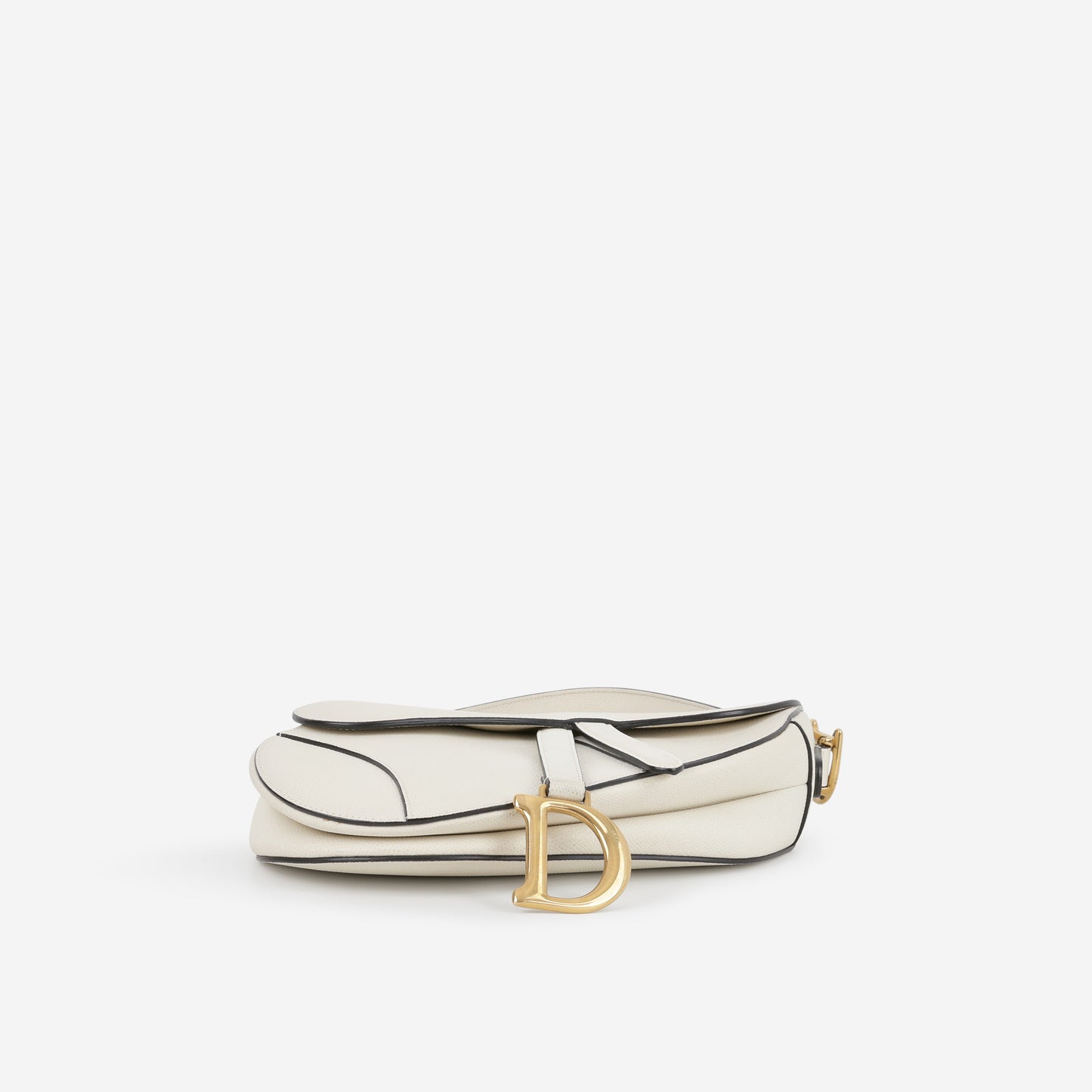 Dior Medium Saddle - White Grained Calfskin | Gold Hardware - Bagista