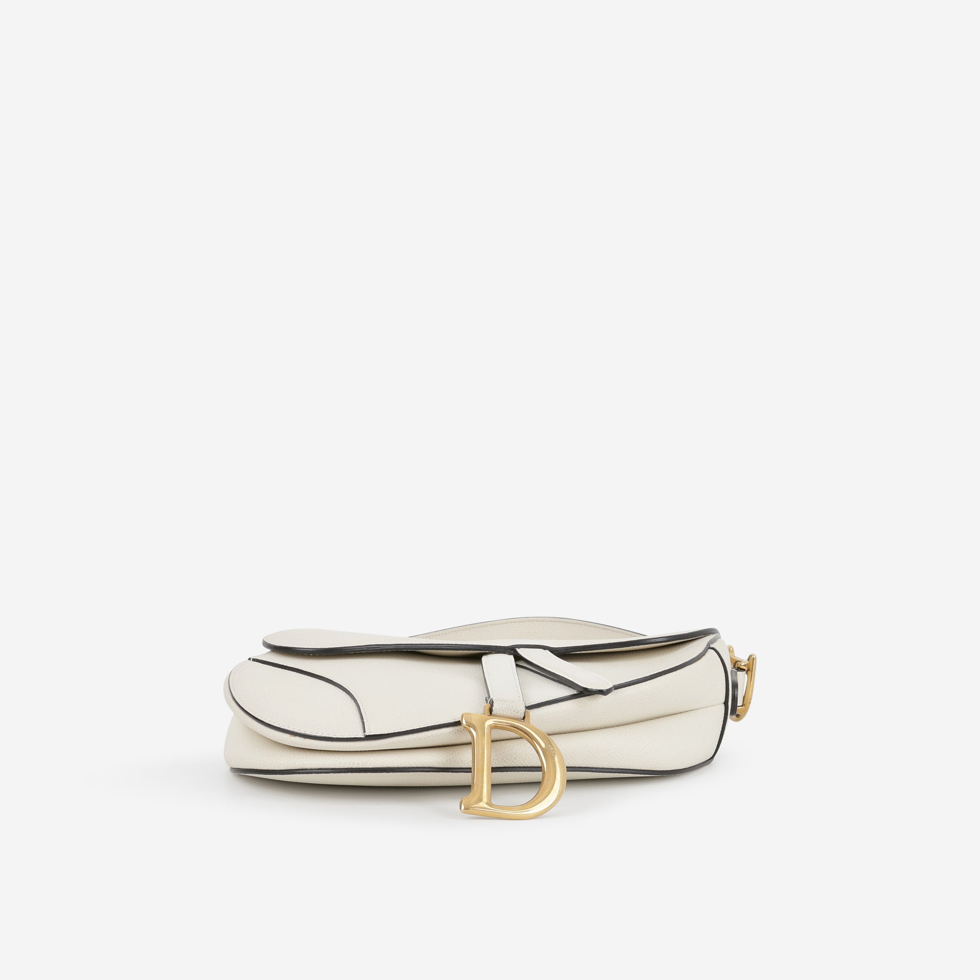 Dior Medium Saddle - White Grained Calfskin | Gold Hardware - Bagista