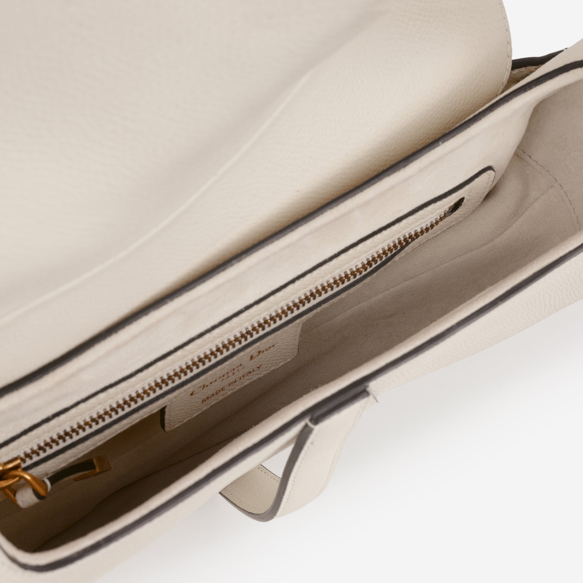 Dior Medium Saddle - White Grained Calfskin | Gold Hardware - Bagista