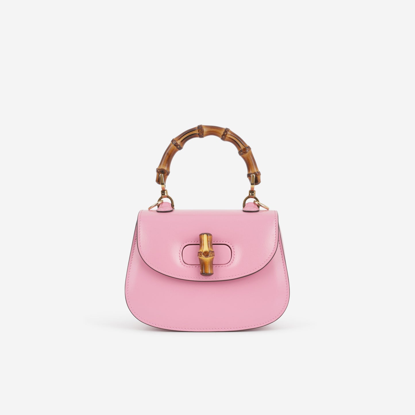 Gucci Mini Bamboo Top Handle - Pink Calfskin | Gold Hardware - Bagista