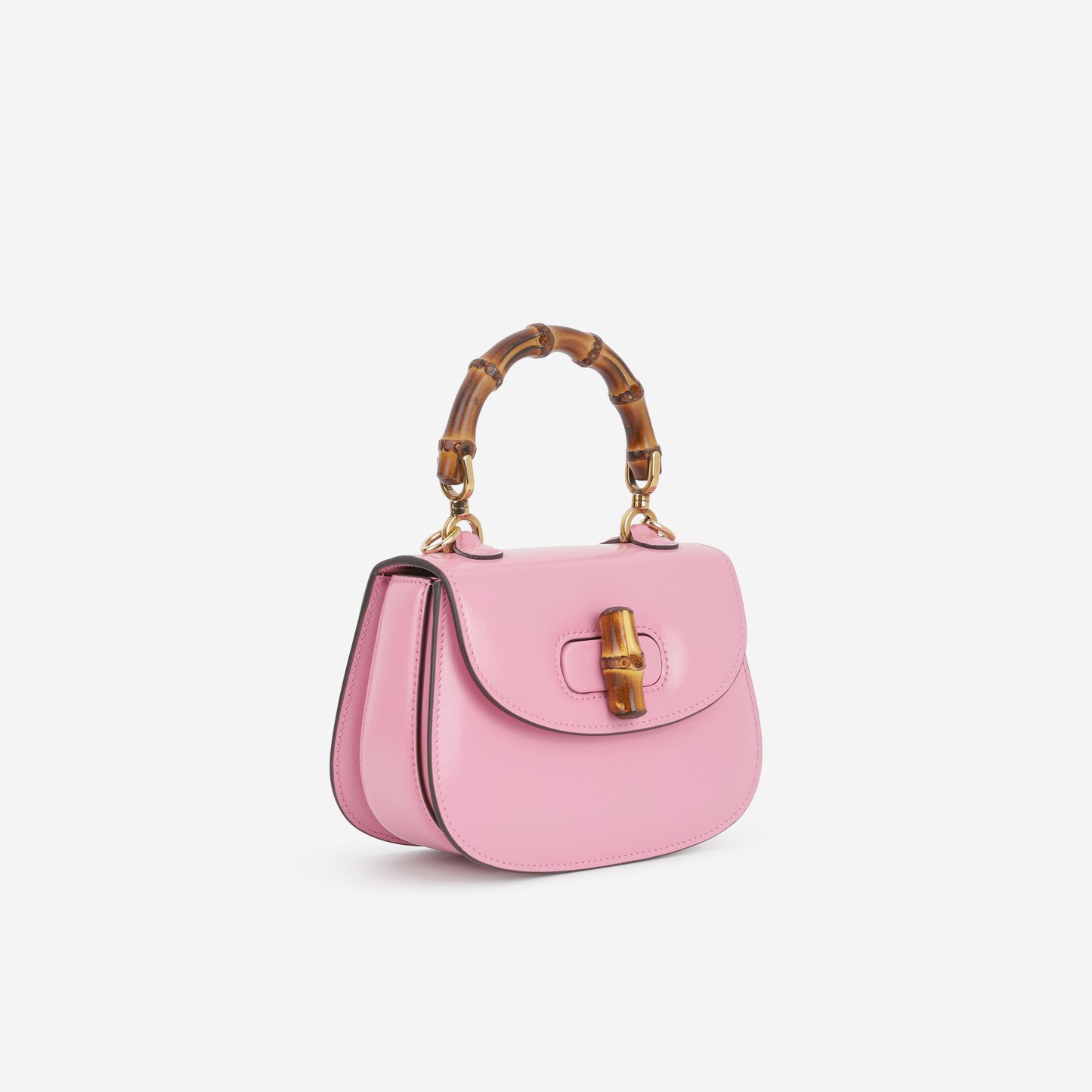 Gucci Mini Bamboo Top Handle - Pink Calfskin | Gold Hardware - Bagista