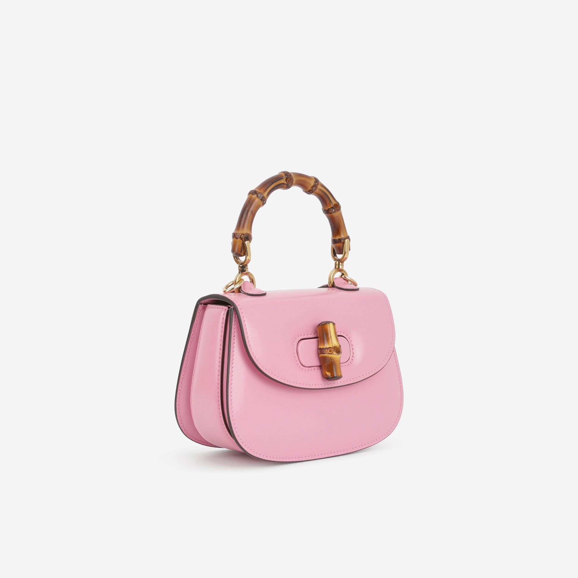 Gucci Mini Bamboo Top Handle - Pink Calfskin | Gold Hardware - Bagista