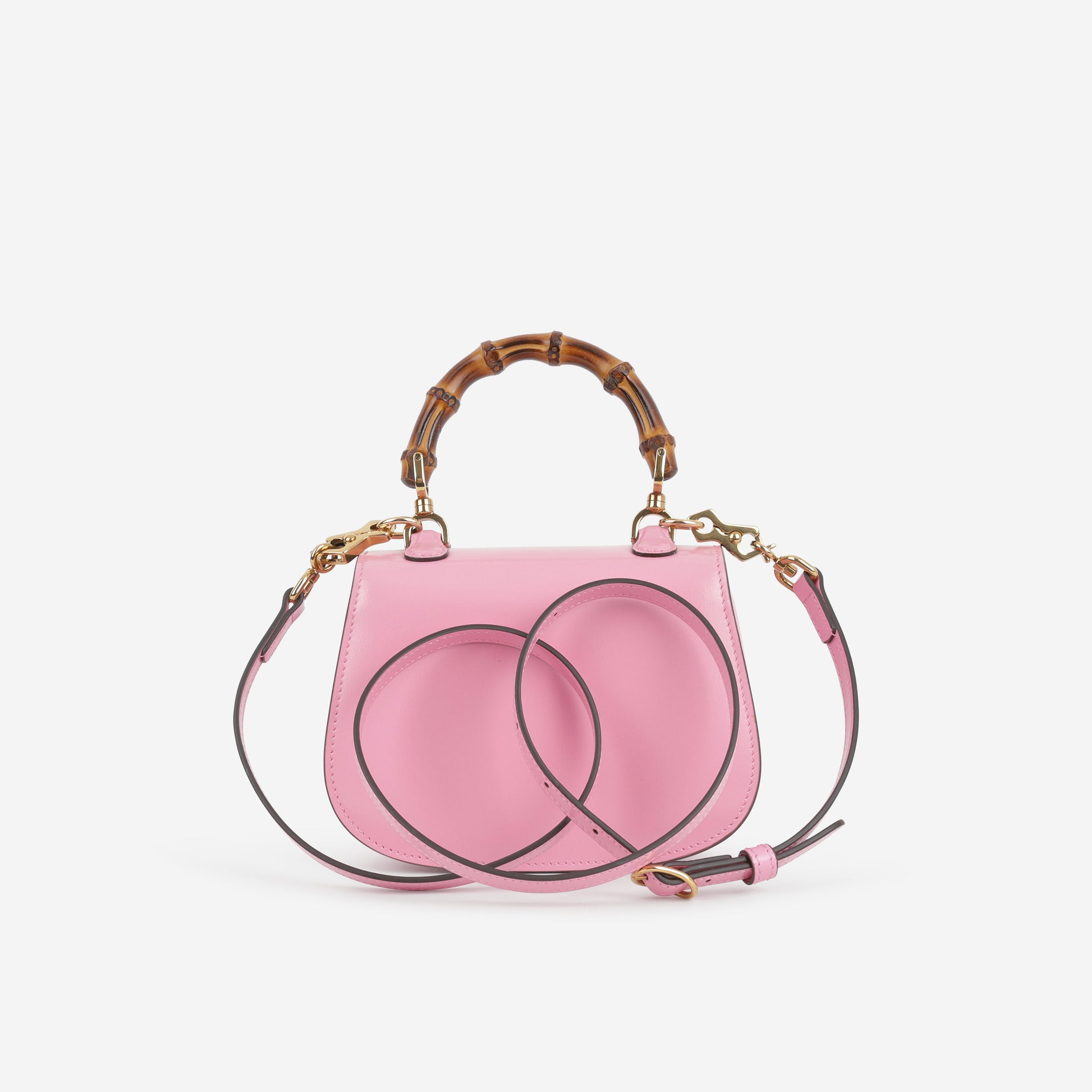 Gucci Mini Bamboo Top Handle - Pink Calfskin | Gold Hardware - Bagista