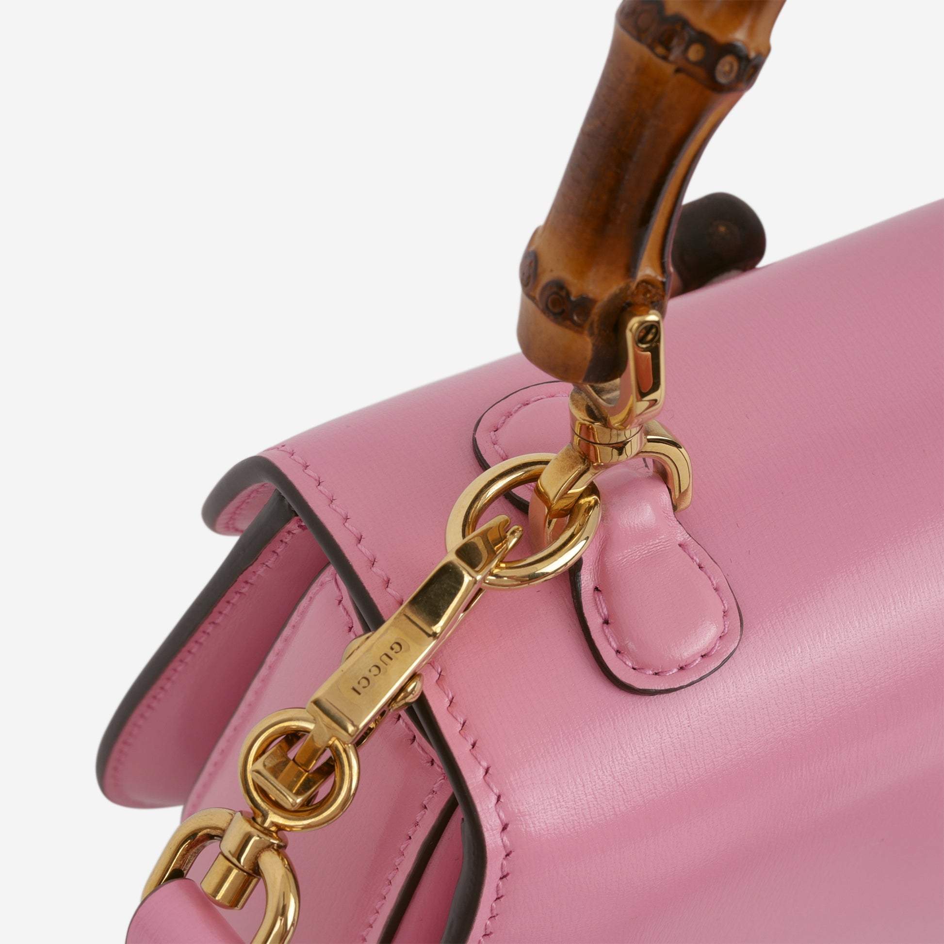 Gucci Mini Bamboo Top Handle - Pink Calfskin | Gold Hardware - Bagista