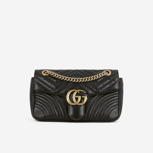 Gucci Medium GG Marmont - Black Calfskin | Gold Hardware