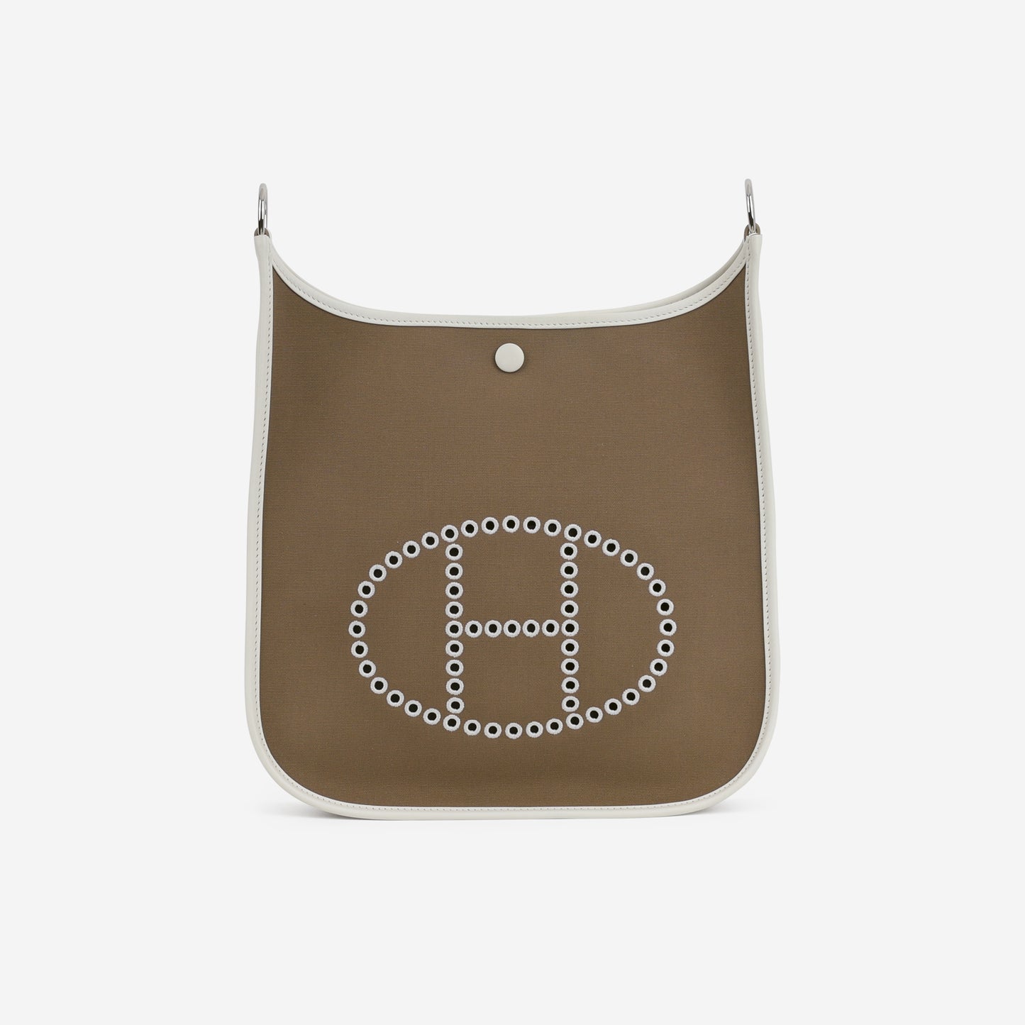 Hermès Neo Evelyne PM Toile - Etoupe / Girs Pale | Palladium Hardware
