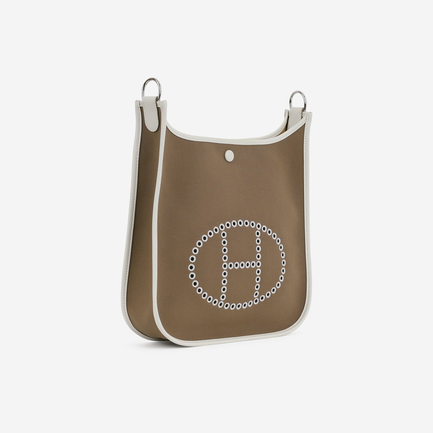 Hermès Neo Evelyne PM Toile - Etoupe / Girs Pale | Palladium Hardware