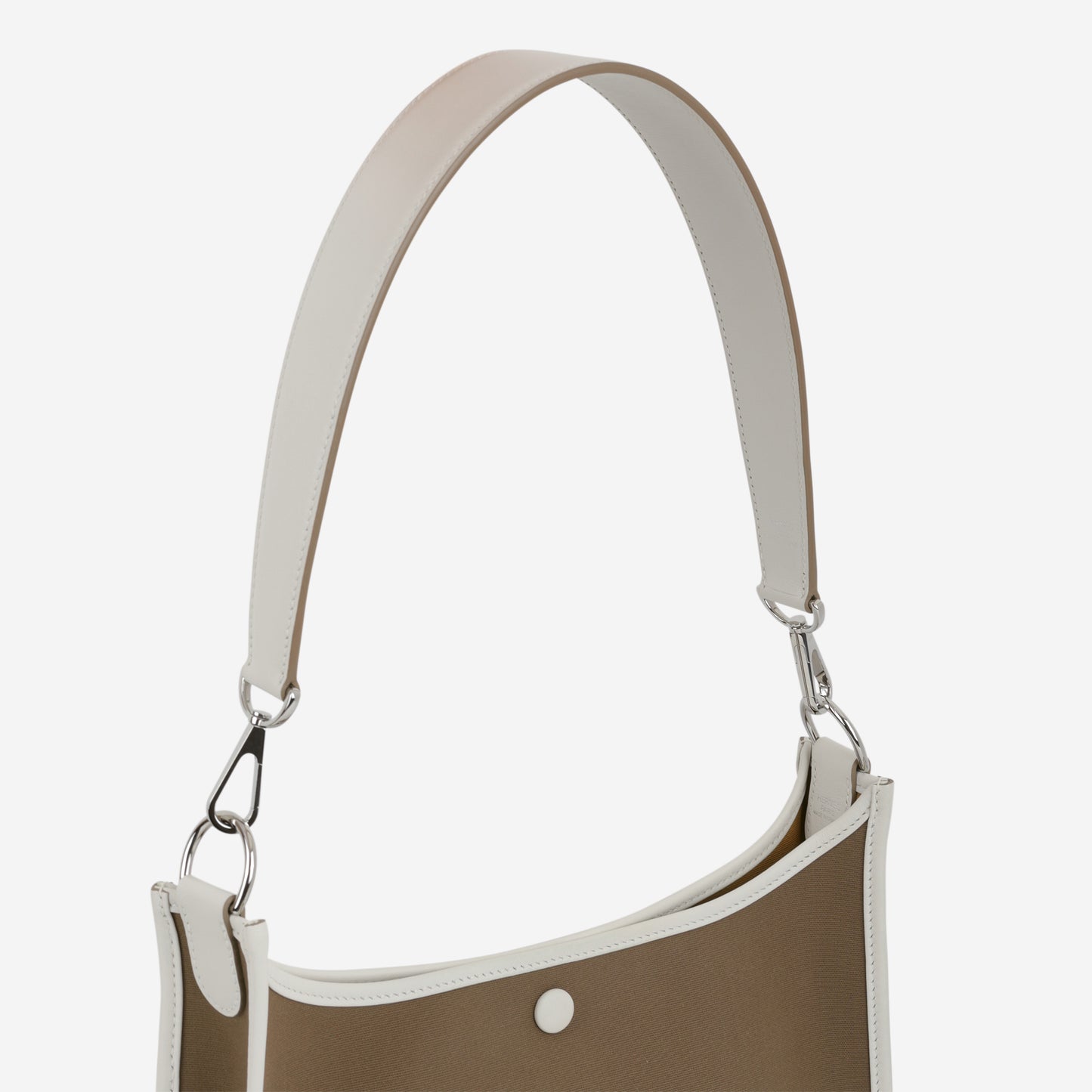 Hermès Neo Evelyne PM Toile - Etoupe / Girs Pale | Palladium Hardware