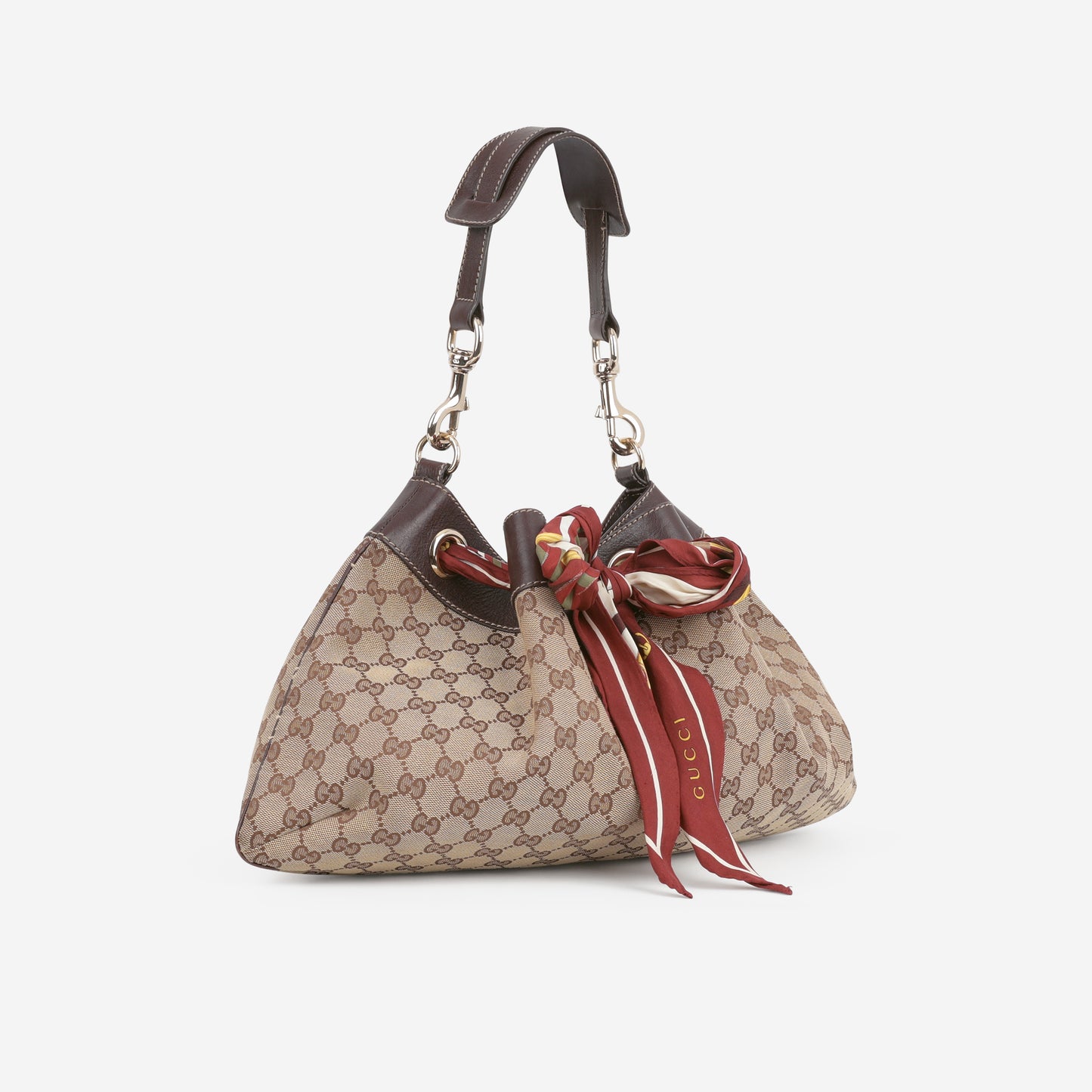 Gucci Vintage Positano Tote - GG Canvas / Brown Trim | Champagne Gold Hardware