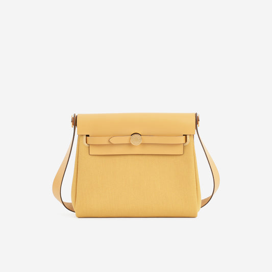 Hermès Mini Herbag 20 - Paille Canvas / Hunter | Gold Hardware