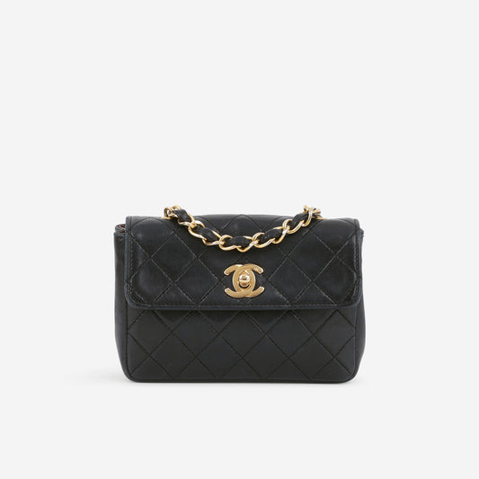 Chanel Vintage XS Mini Flap Bag - Black Lambskin | Gold Hardware