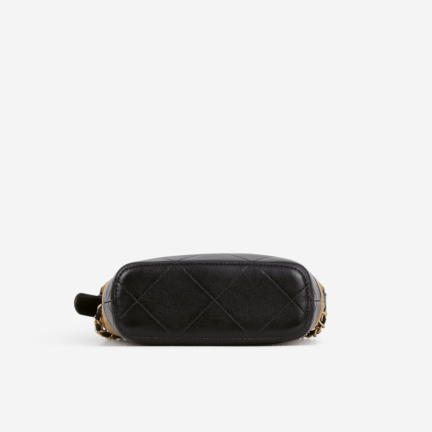 Chanel Mini Coco Base Clutch With Chain - Brown Suede and Black Shiny Lambskin | Aged Gold Hardware