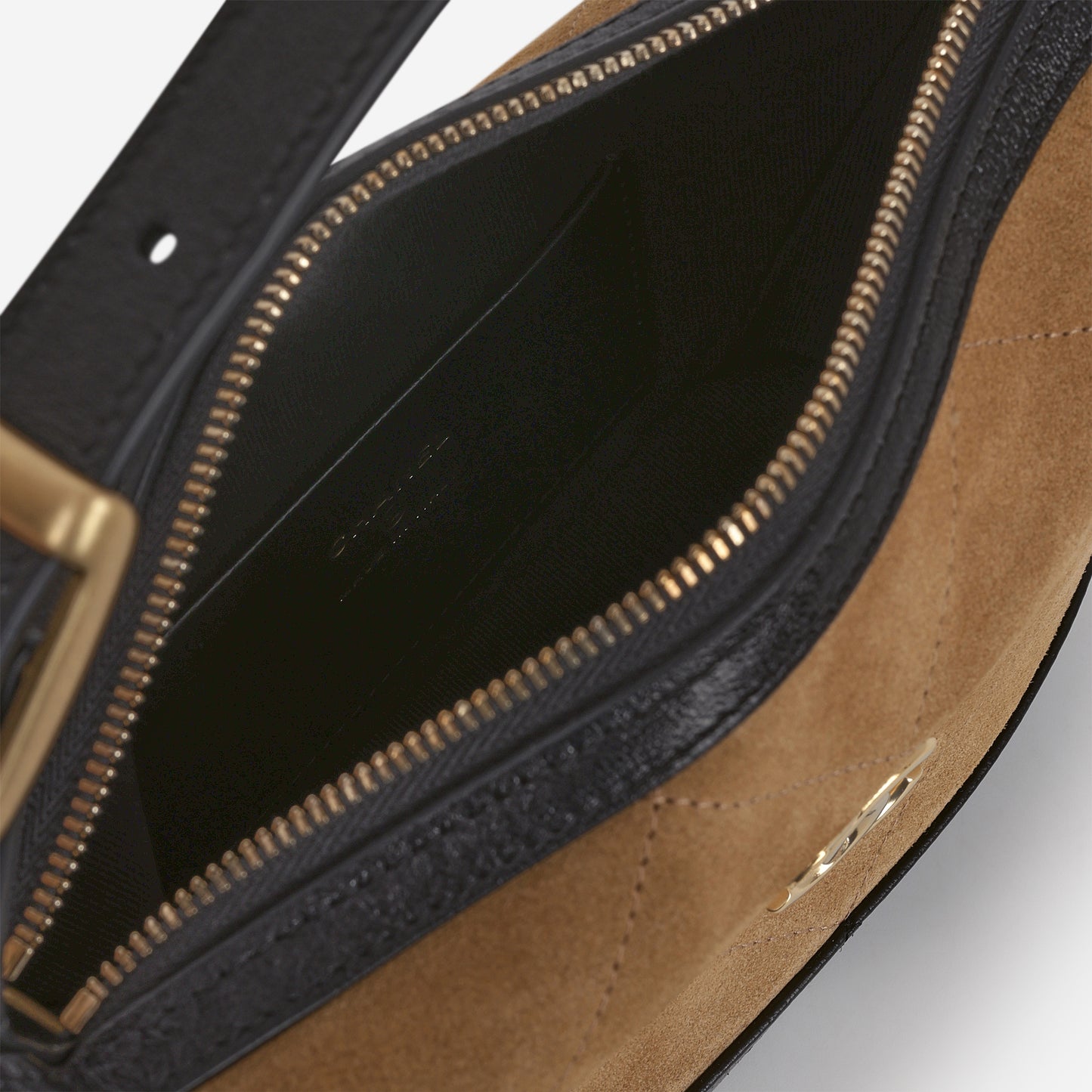Chanel Mini Coco Base Clutch With Chain - Brown Suede and Black Shiny Lambskin | Aged Gold Hardware