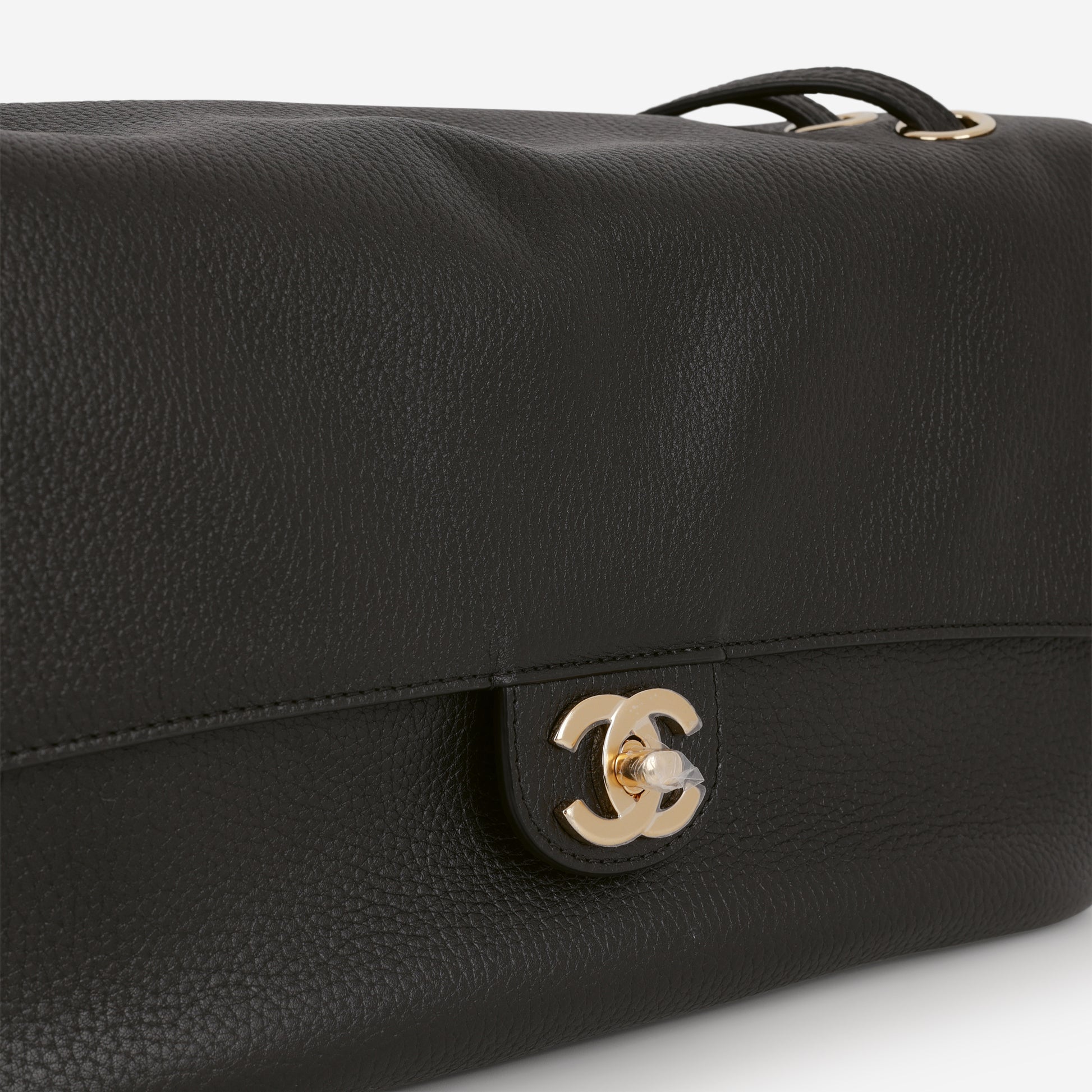 Chanel Maxi Flap 32 Bag - Black Grained Calfskin | Gold Hardware - Bagista