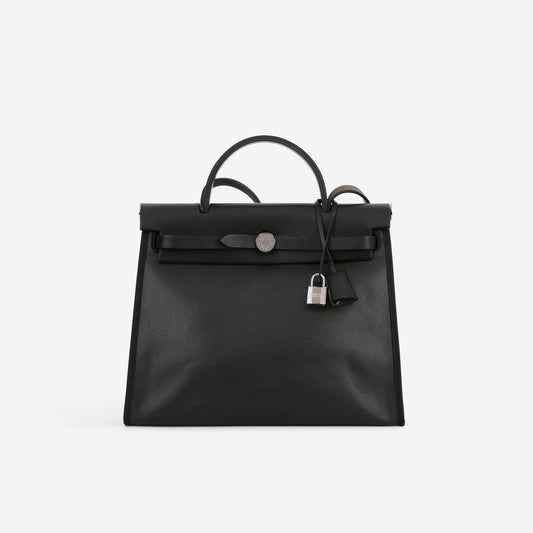 Hermés Herbag 31 - Noir Berline Toile / Hunter | Palladium Hardware - Bagista
