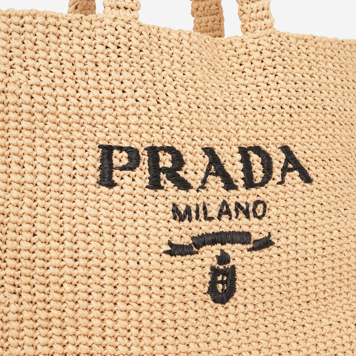 Prada Shopping Tote Bag - Beige Raffia
