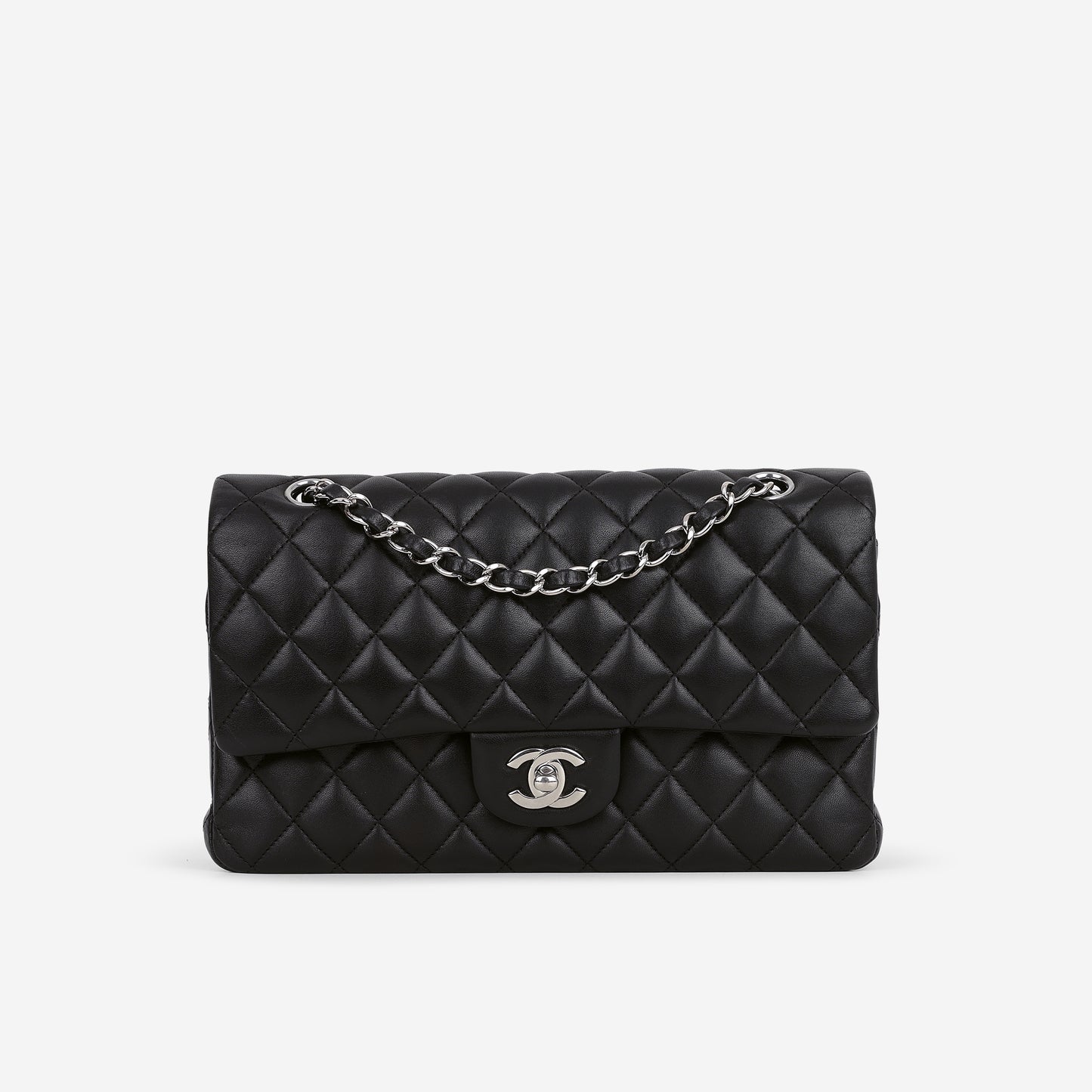 Chanel Medium Classic Flap - Black Lambskin | Silver Hardware
