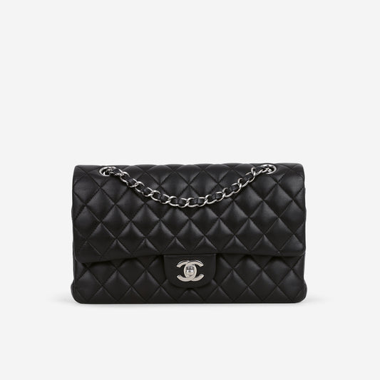 Chanel Medium Classic Flap - Black Lambskin | Silver Hardware