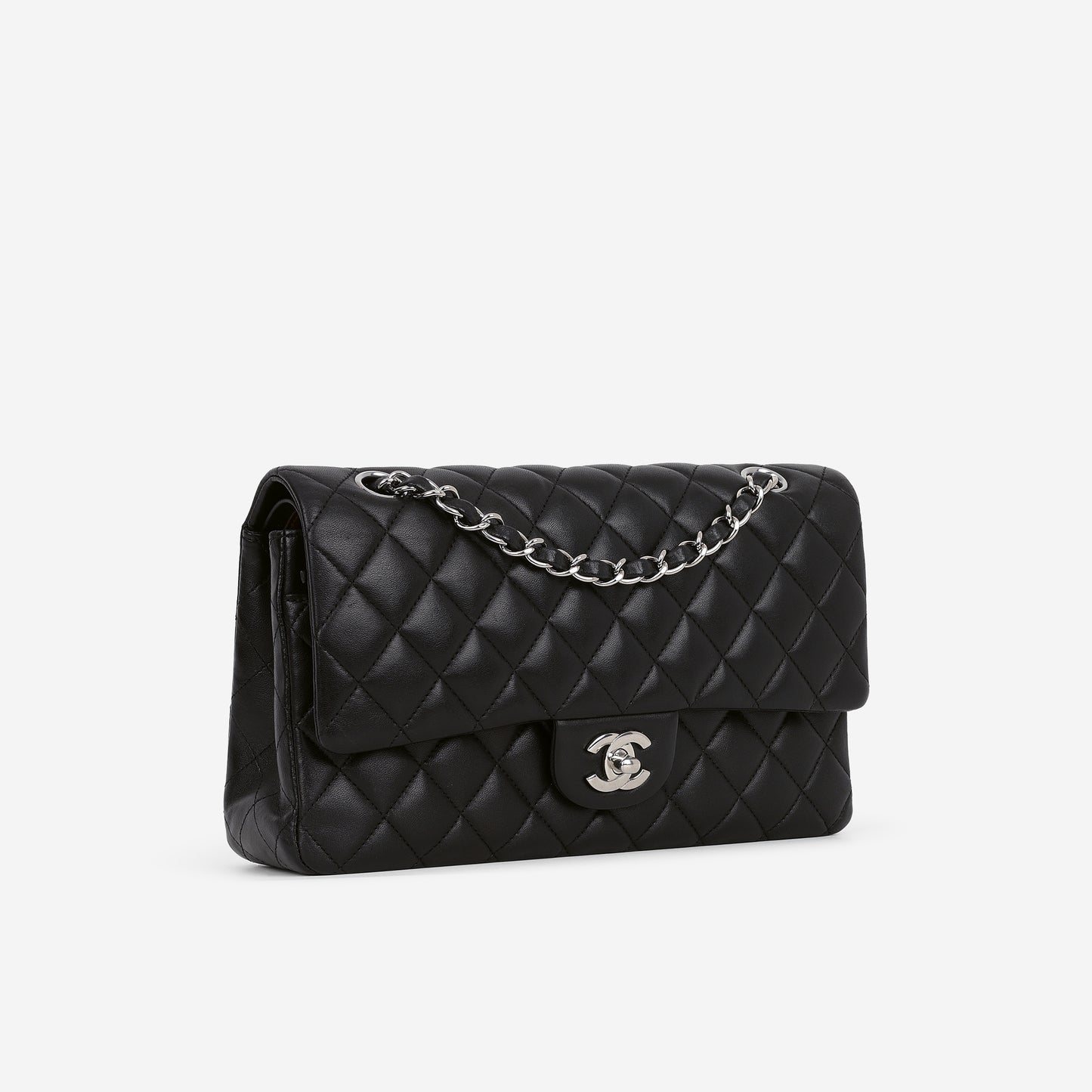 Chanel Medium Classic Flap - Black Lambskin | Silver Hardware