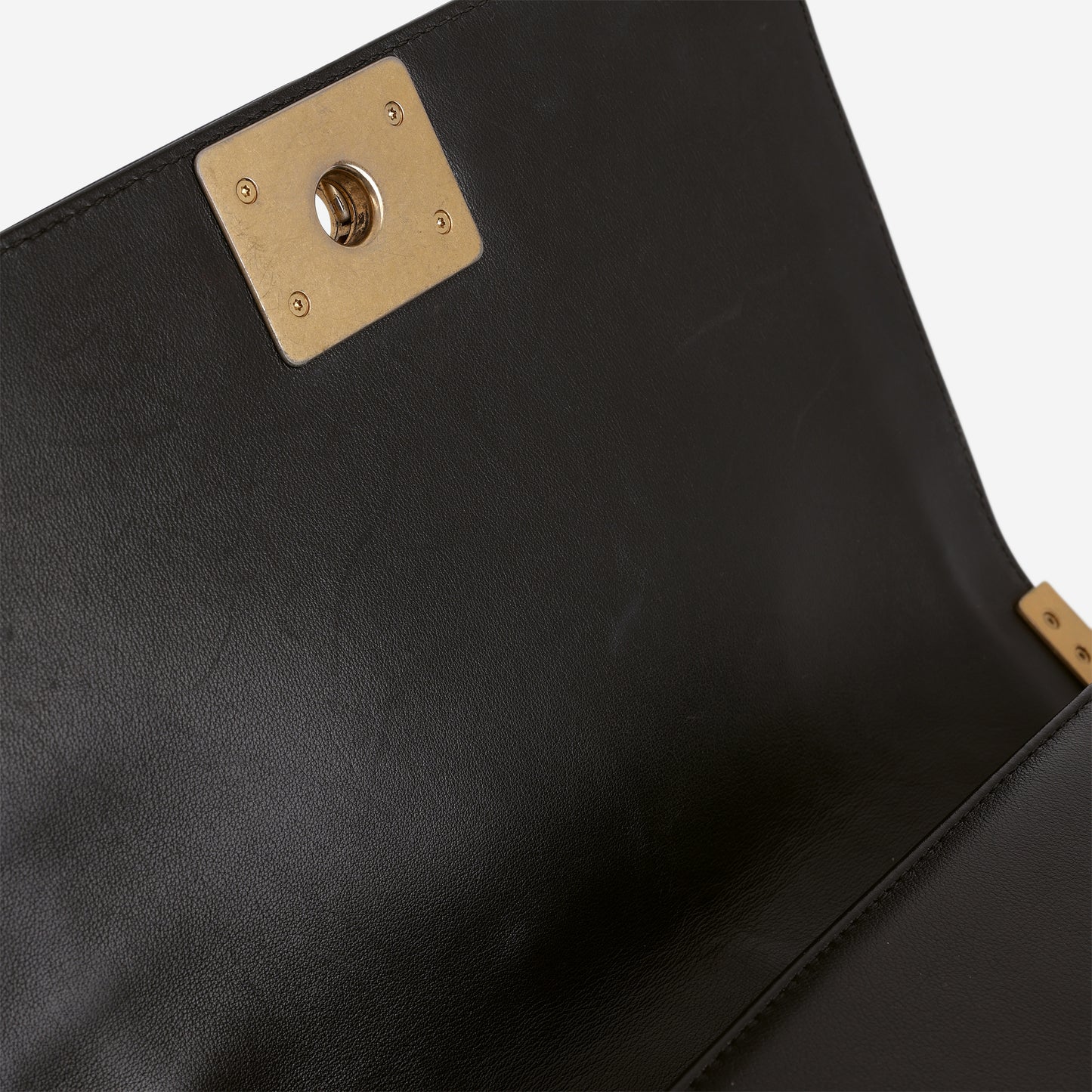 Chanel Old Medium Boy Bag - Black Lambskin | Aged Gold Hardware