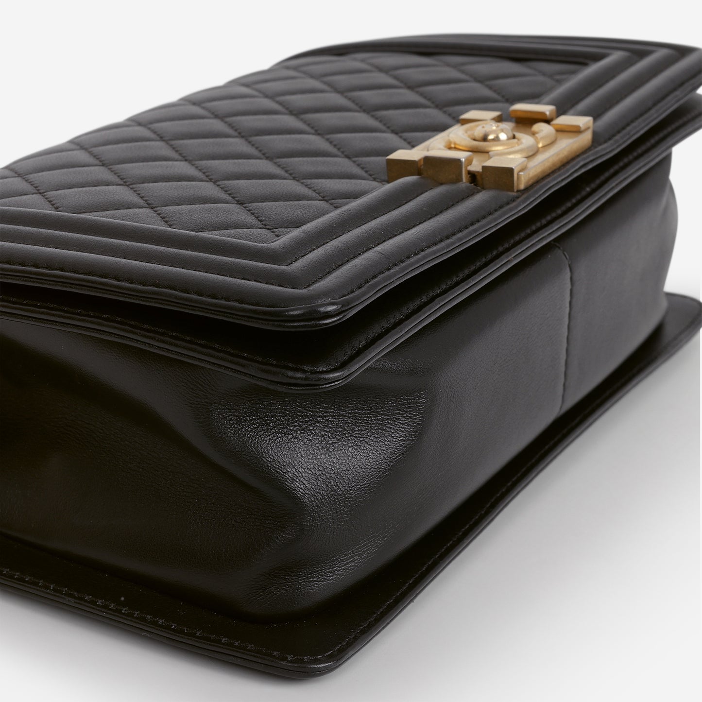 Chanel Old Medium Boy Bag - Black Lambskin | Aged Gold Hardware