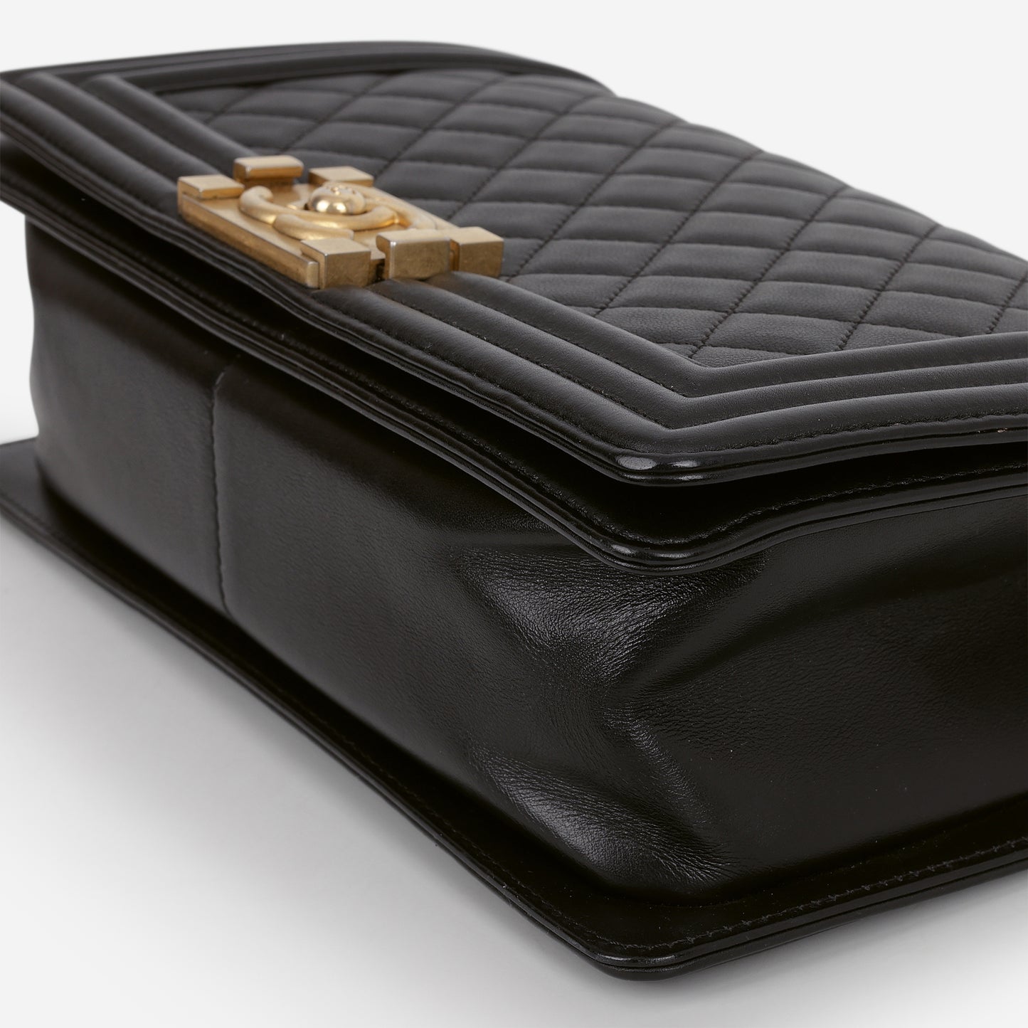 Chanel Old Medium Boy Bag - Black Lambskin | Aged Gold Hardware