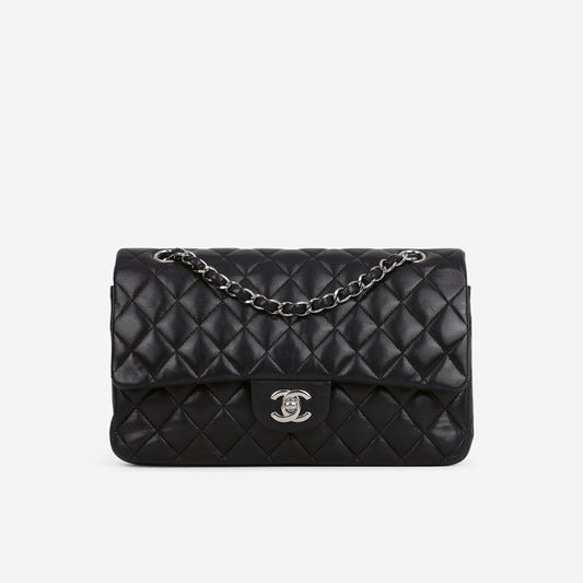 Chanel Medium Classic Flap - Black Lambskin | Silver Hardware