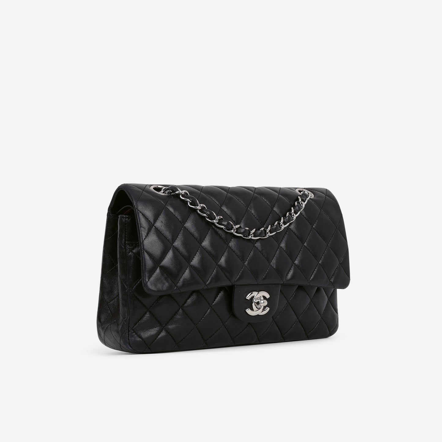 Chanel Medium Classic Flap - Black Lambskin | Silver Hardware