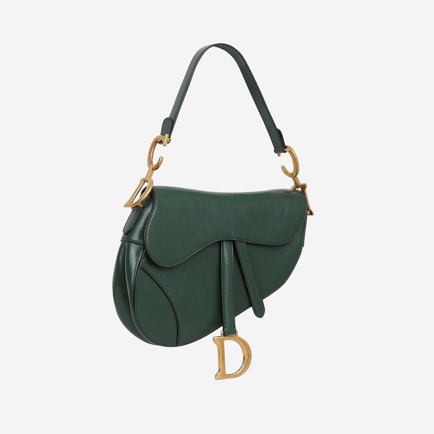 Dior Medium Saddle Bag - Hunter Green Goatskin | Gold Hardware