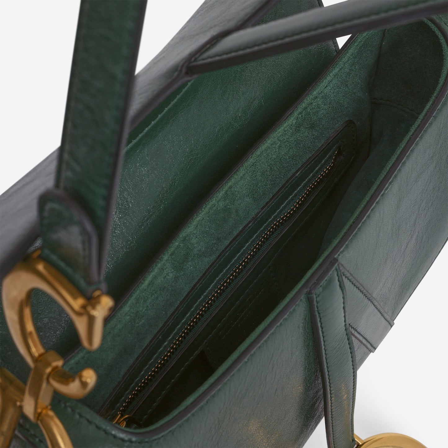 Dior Medium Saddle Bag - Hunter Green Goatskin | Gold Hardware