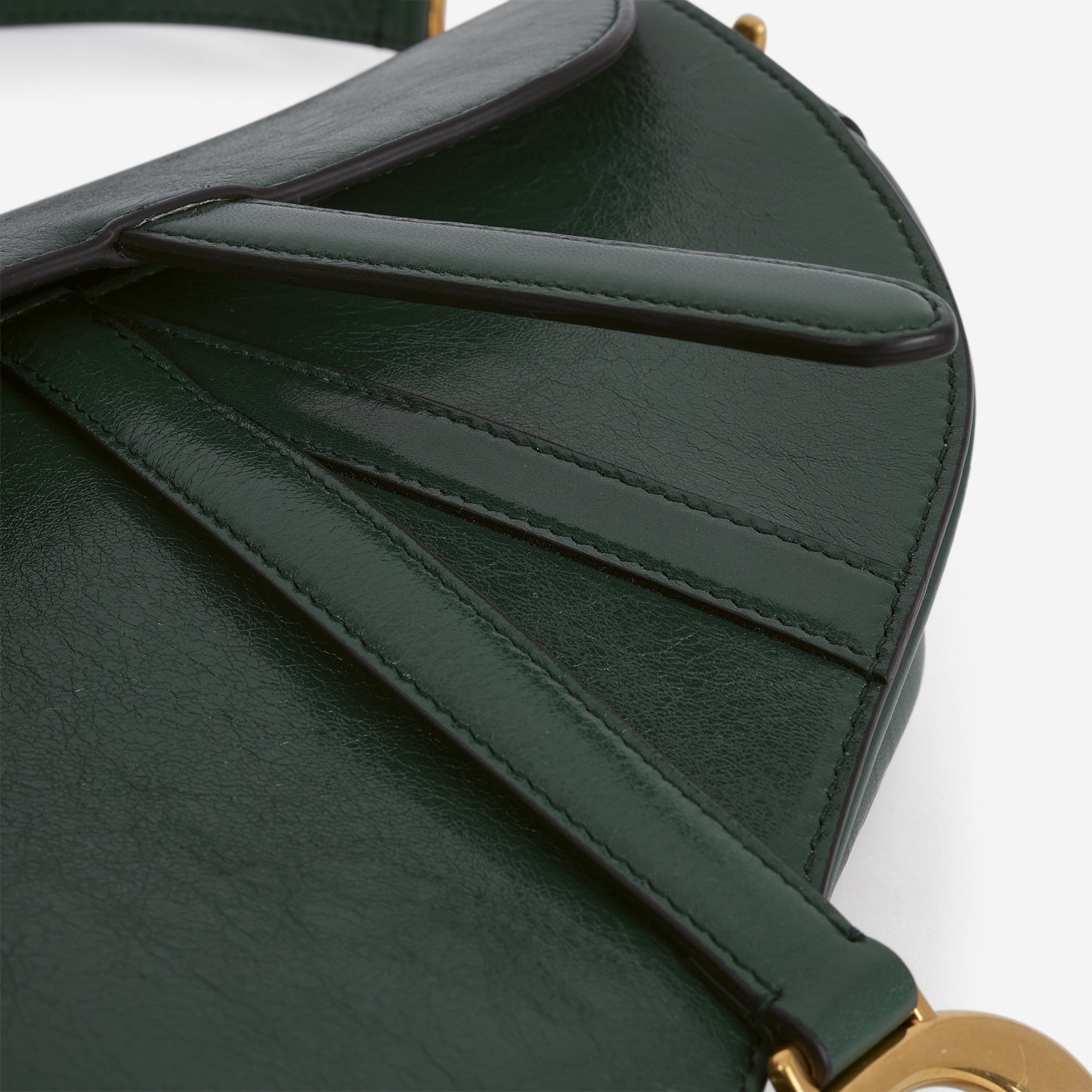 Dior Medium Saddle Bag - Hunter Green Goatskin | Gold Hardware