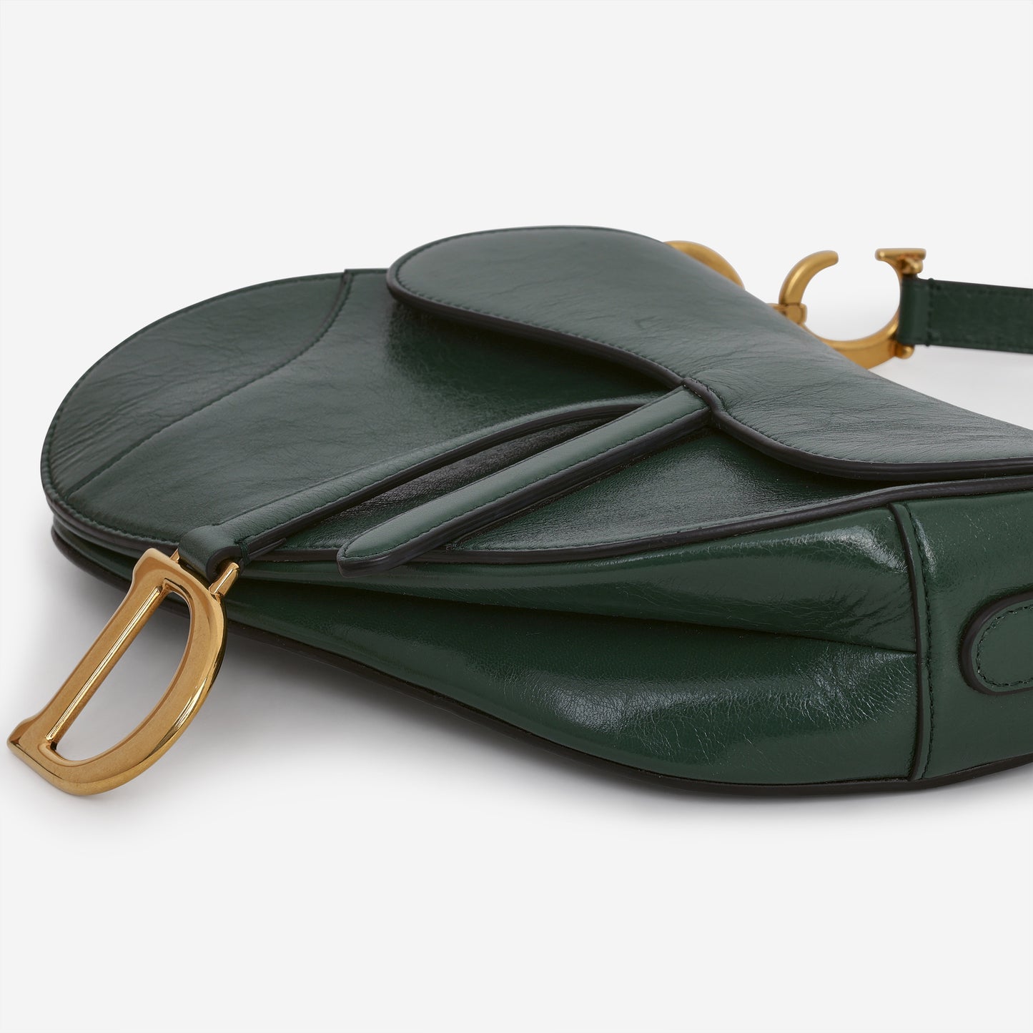 Dior Medium Saddle Bag - Hunter Green Goatskin | Gold Hardware