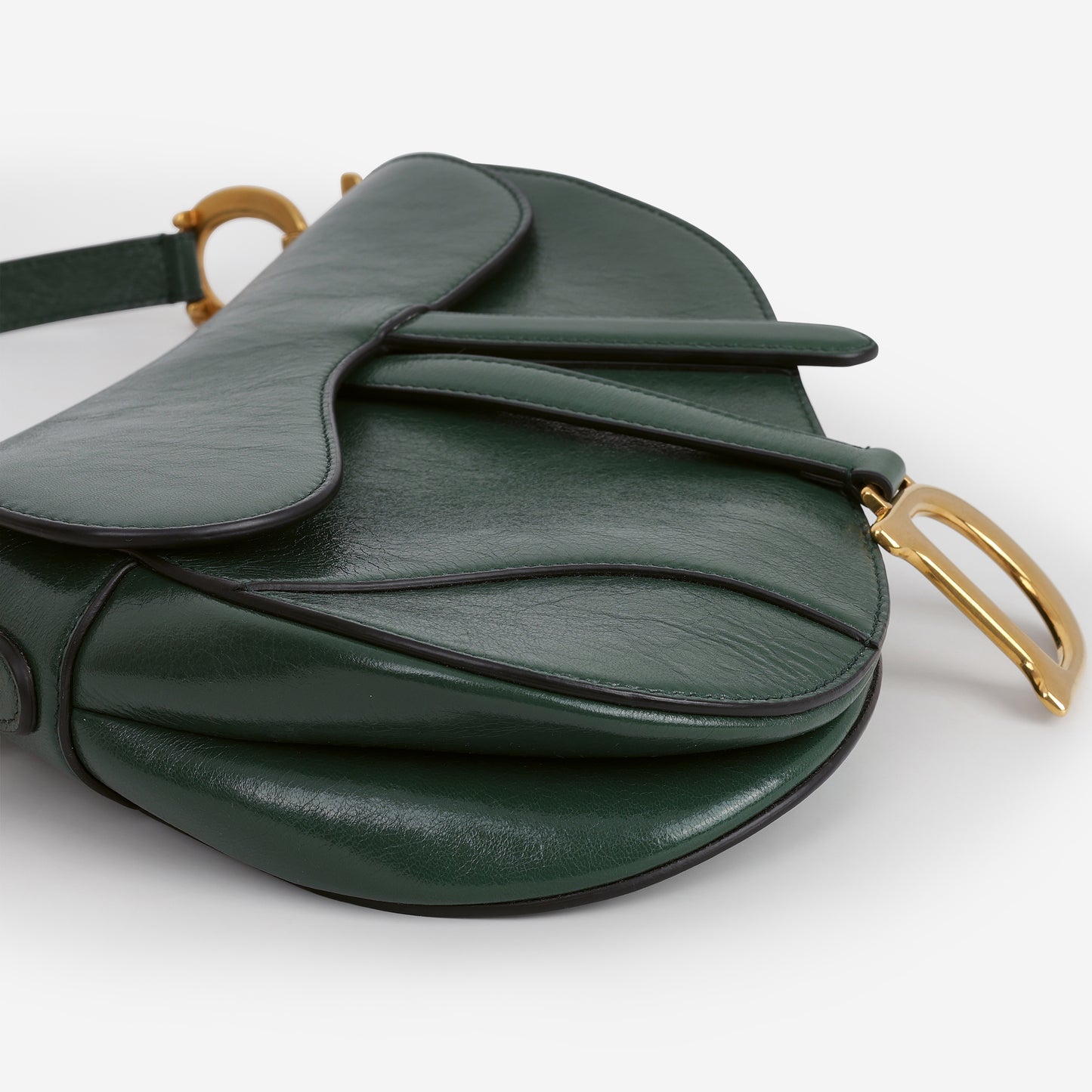 Dior Medium Saddle Bag - Hunter Green Goatskin | Gold Hardware