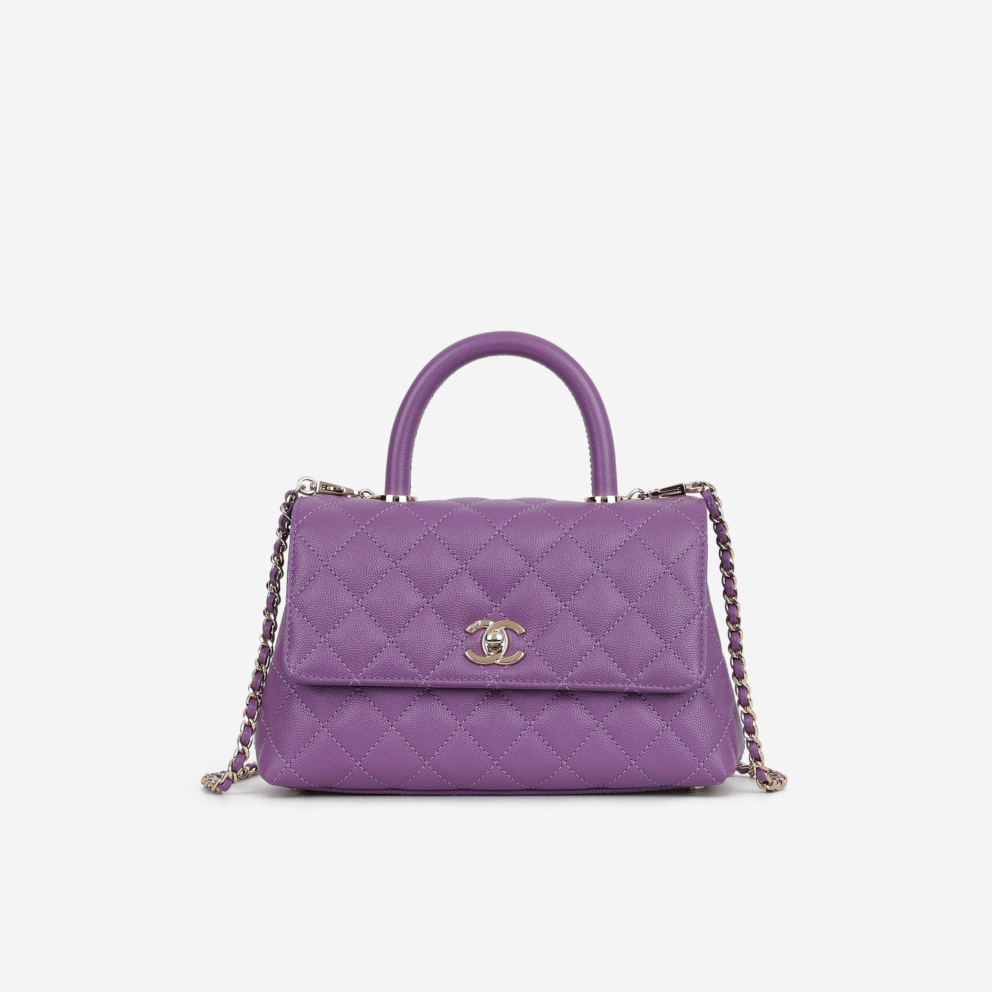 Chanel Small Coco Handle - Purple Caviar | Champagne Gold Hardware