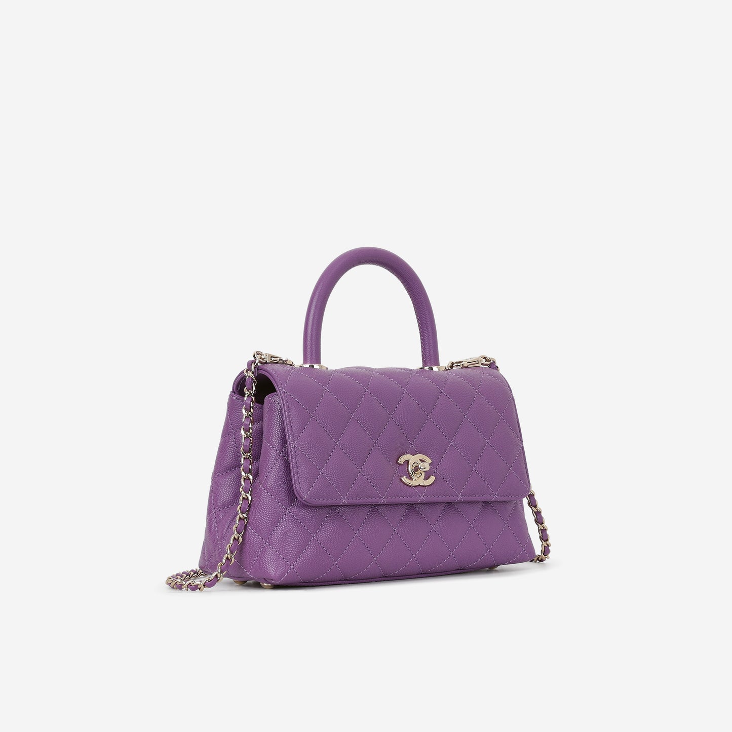 Chanel Small Coco Handle - Purple Caviar | Champagne Gold Hardware