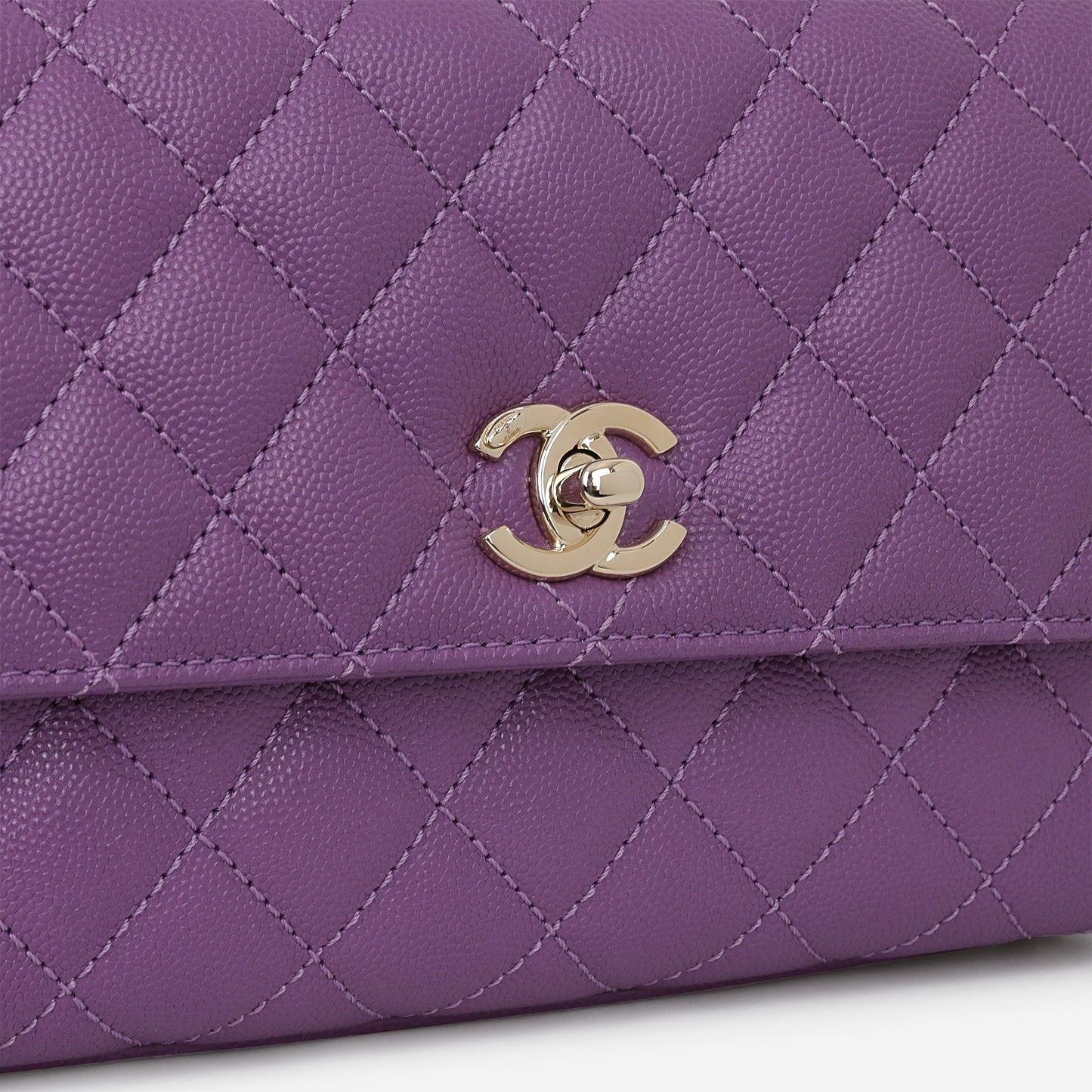Chanel Small Coco Handle - Purple Caviar | Champagne Gold Hardware