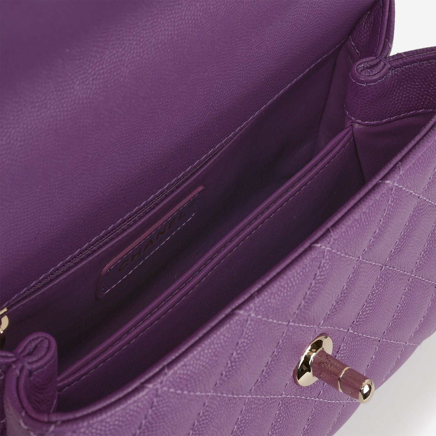 Chanel Small Coco Handle - Purple Caviar | Champagne Gold Hardware