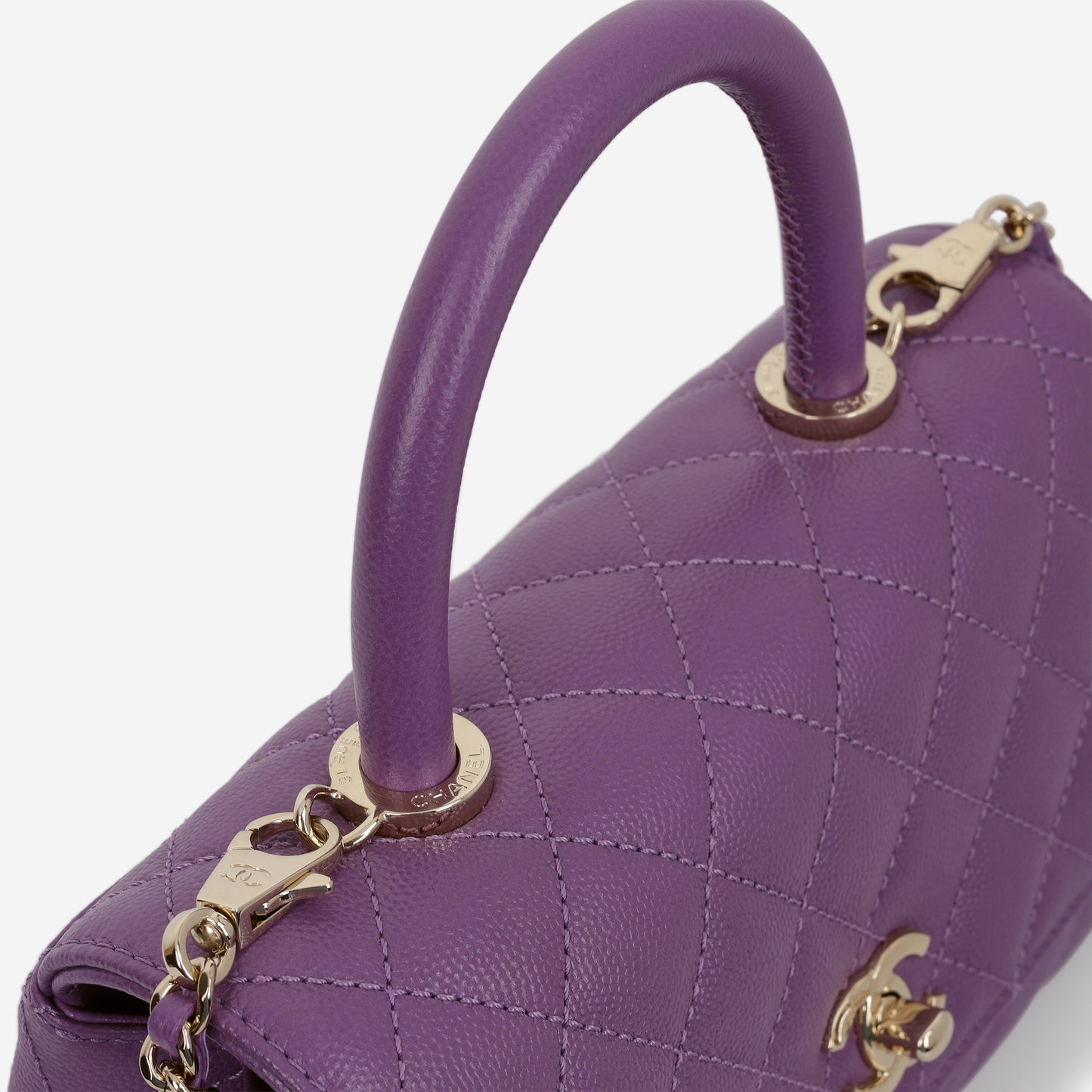 Chanel Small Coco Handle - Purple Caviar | Champagne Gold Hardware